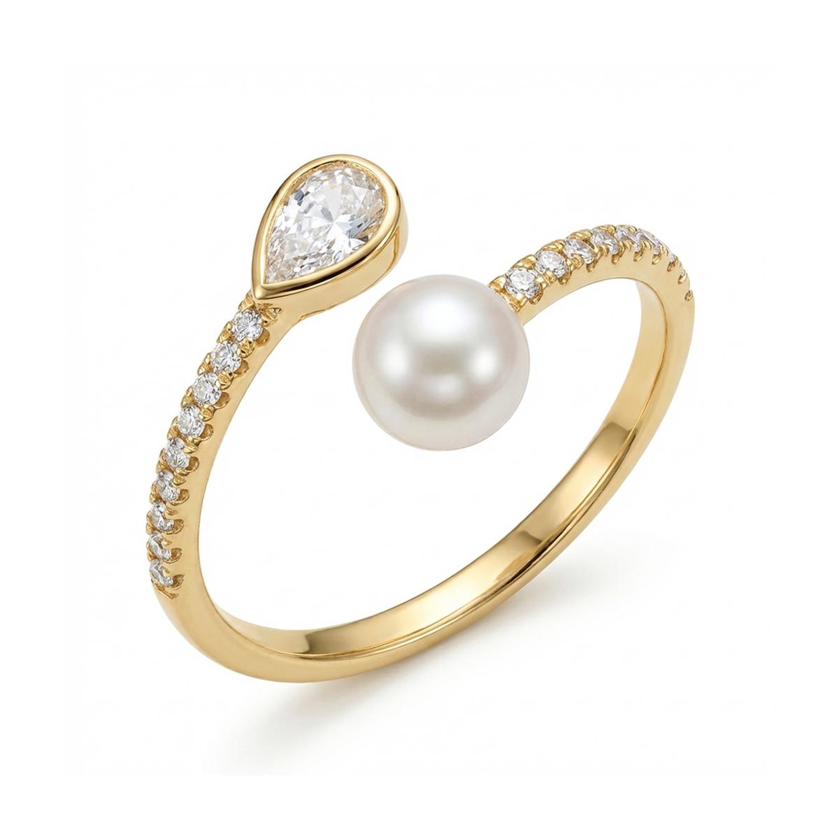 Bright Zirconia Ring with 18k Yellow Gold Finish - Hagoe