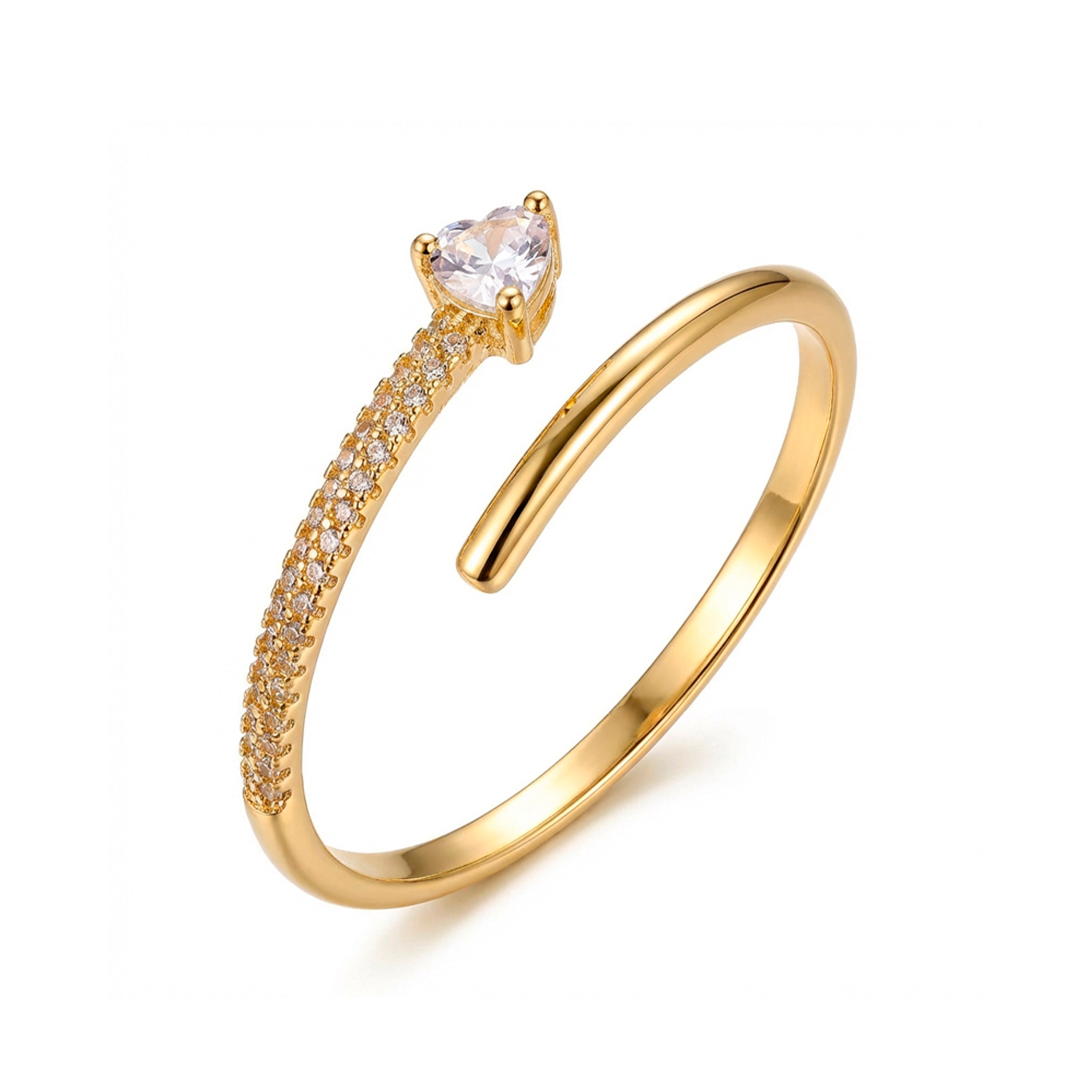 Bague en zircon brillant finition or jaune 18 carats - Ashuba