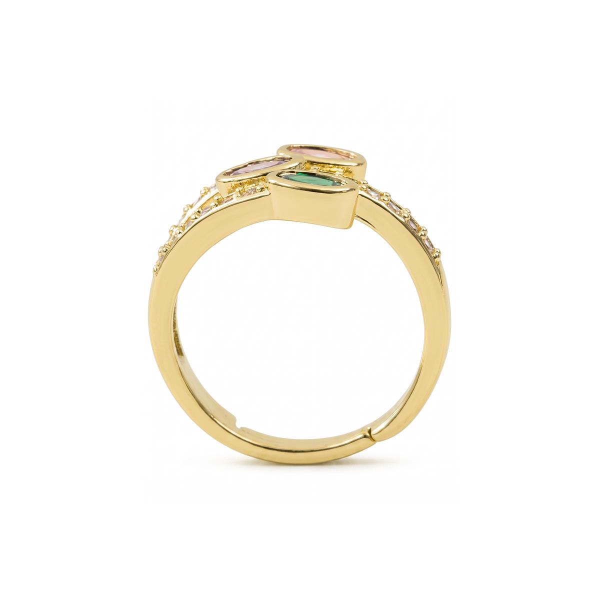 Anillo de Aleación de Metal y Circonita Multicolor acabado en oro amarillo de 18k - Folant