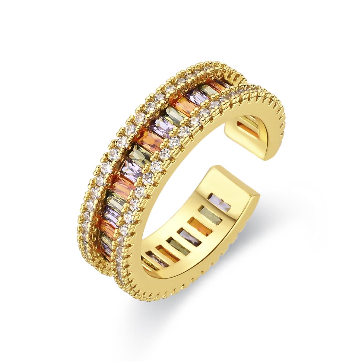 Anillo de Aleación de Metal y Circonita Multicolor acabado en oro amarillo de 18k - Baldlal