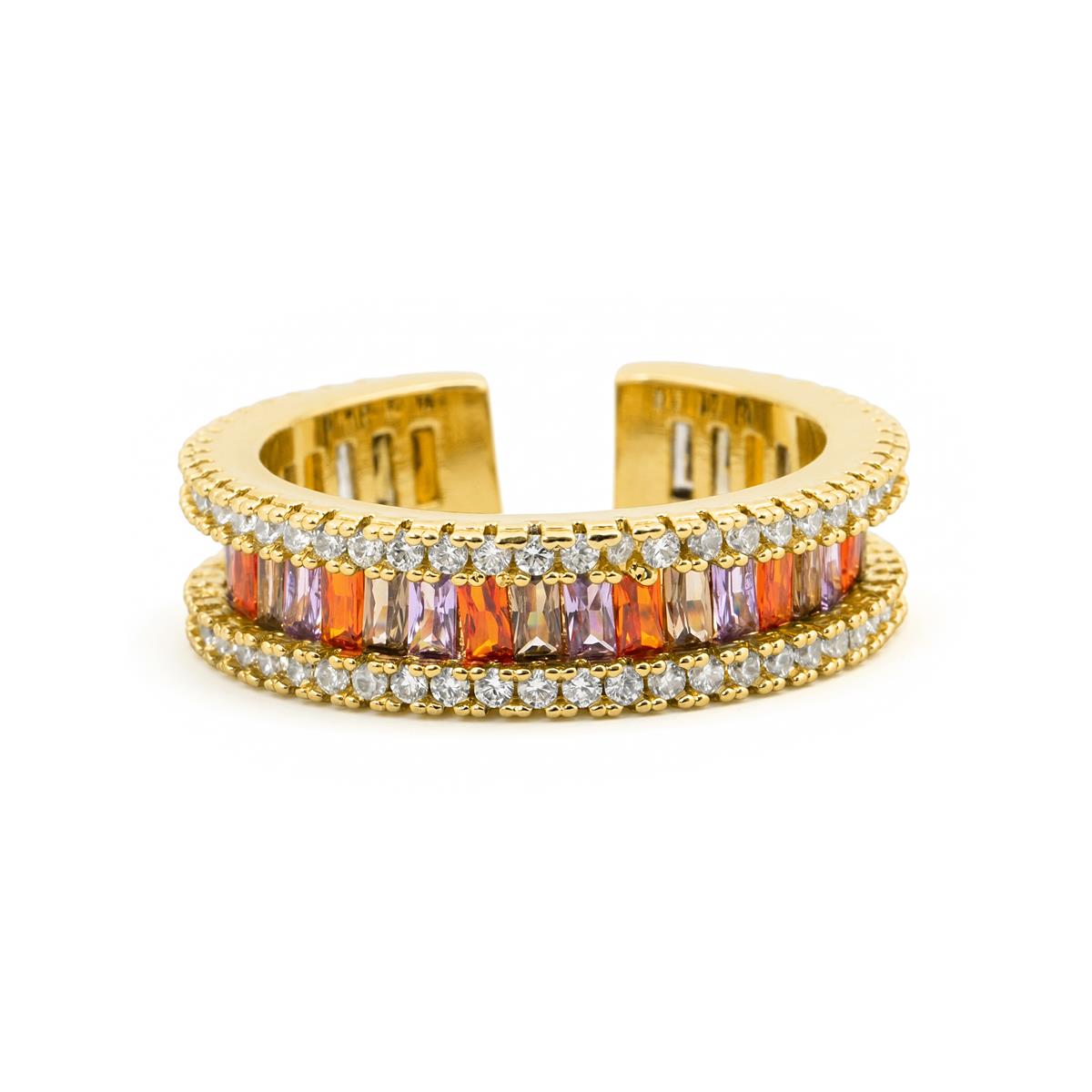 Anillo de Aleación de Metal y Circonita Multicolor acabado en oro amarillo de 18k - Baldlal