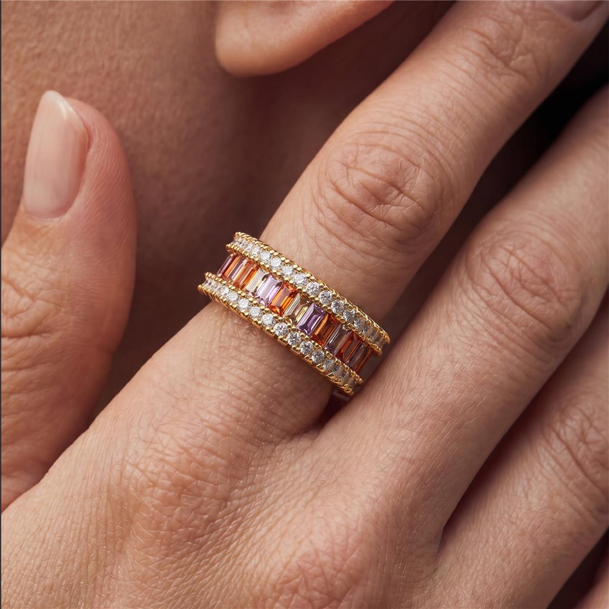 Anillo de Aleación de Metal y Circonita Multicolor acabado en oro amarillo de 18k - Baldlal