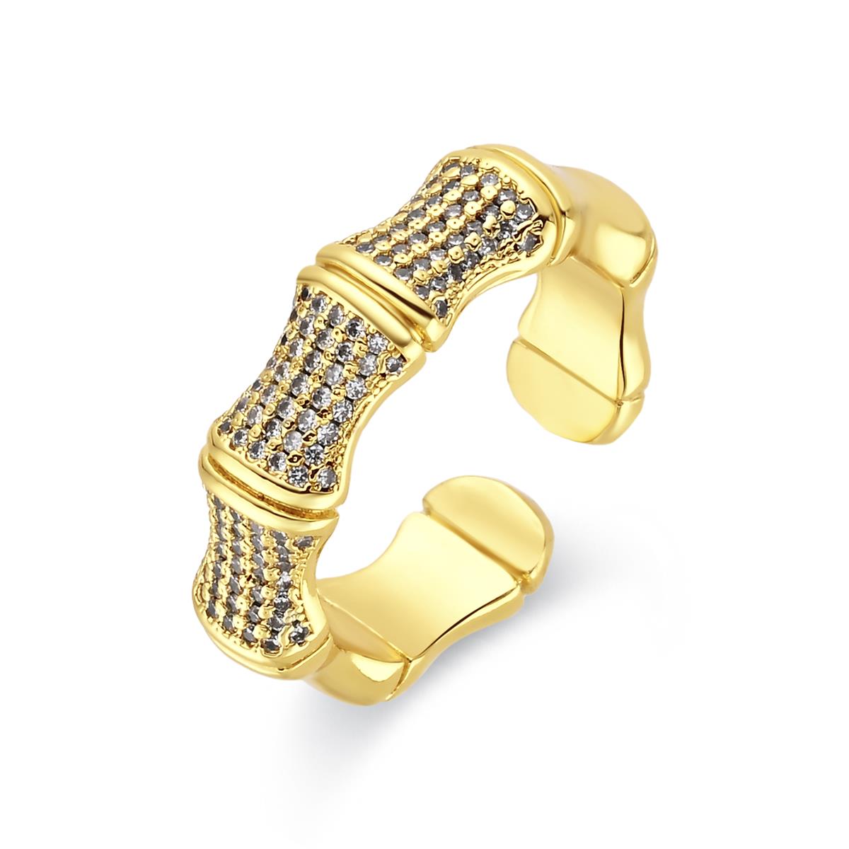 Anillo de Aleación de Metal y Circonita Brillante acabado en oro amarillo de 18k - Rechi