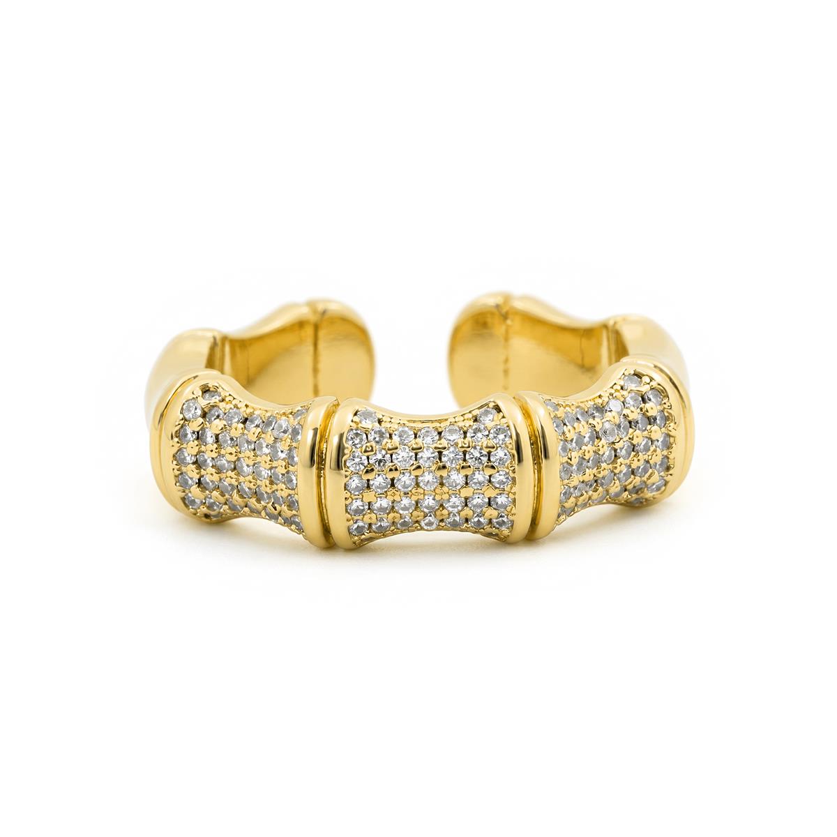Anillo de Aleación de Metal y Circonita Brillante acabado en oro amarillo de 18k - Rechi