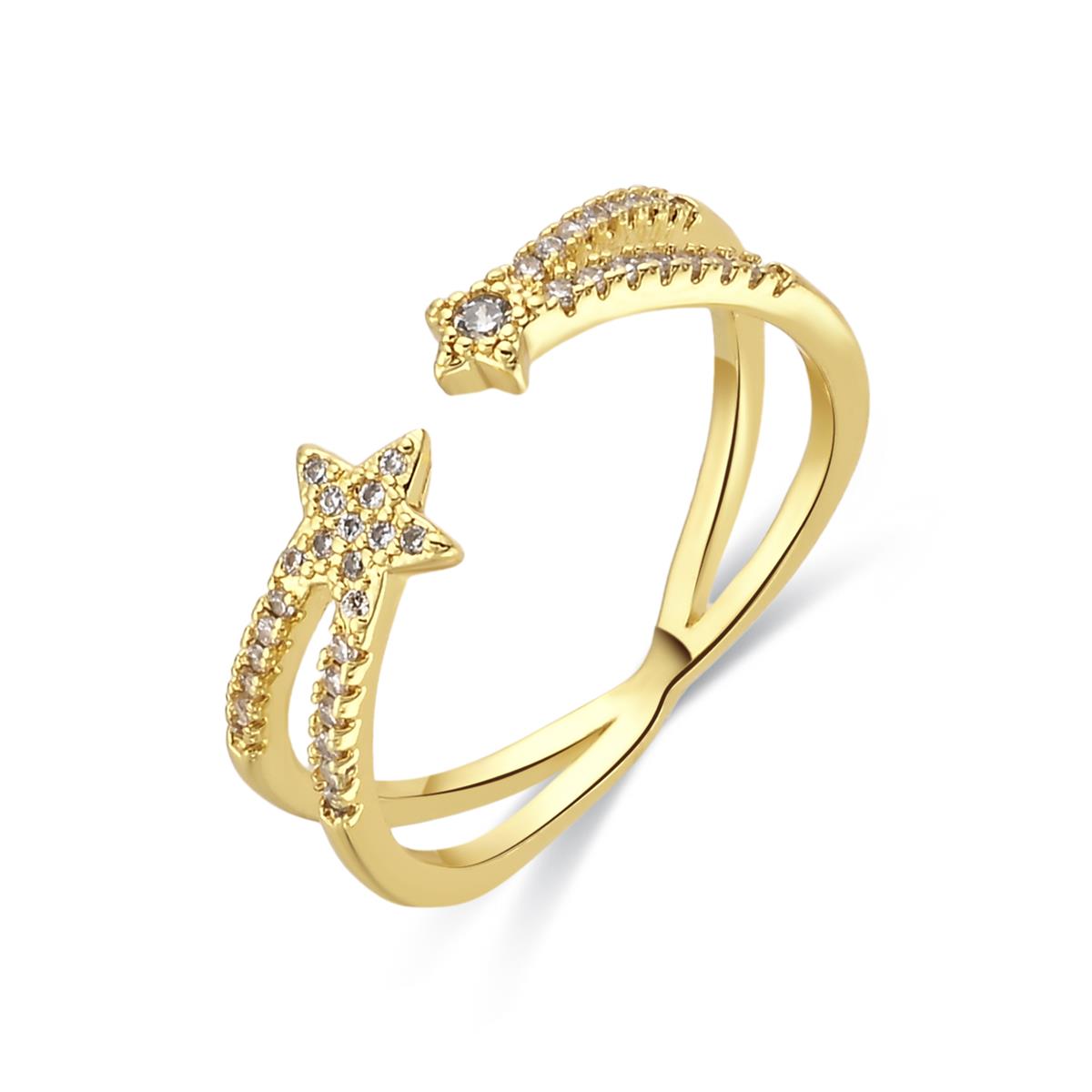 Anillo de Aleación de Metal y Circonita Brillante acabado en oro amarillo de 18k - Helmsu