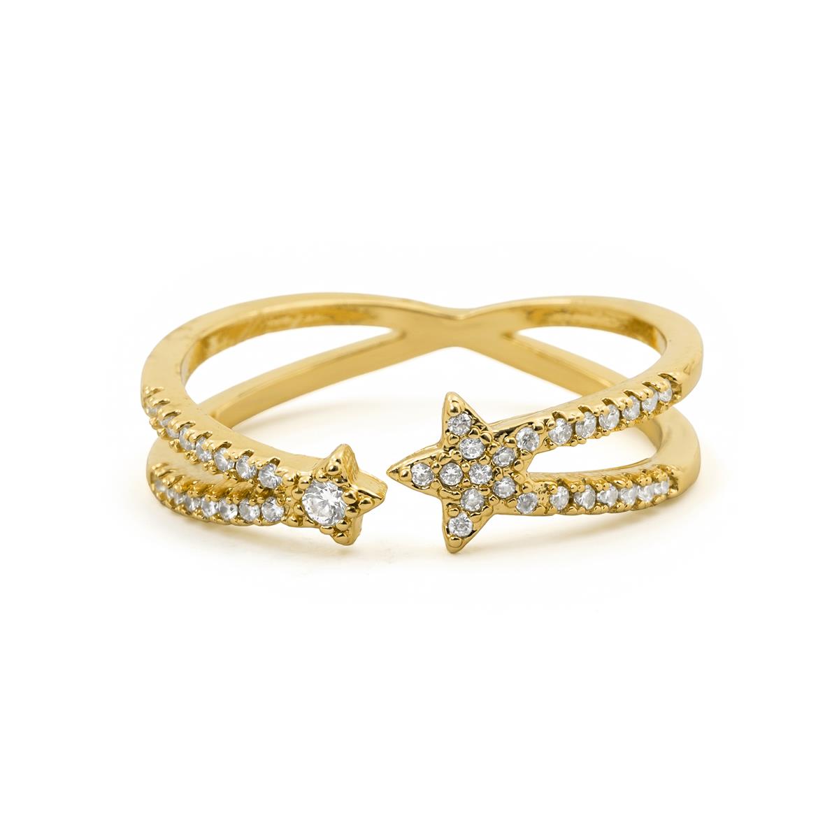 Anillo de Aleación de Metal y Circonita Brillante acabado en oro amarillo de 18k - Helmsu