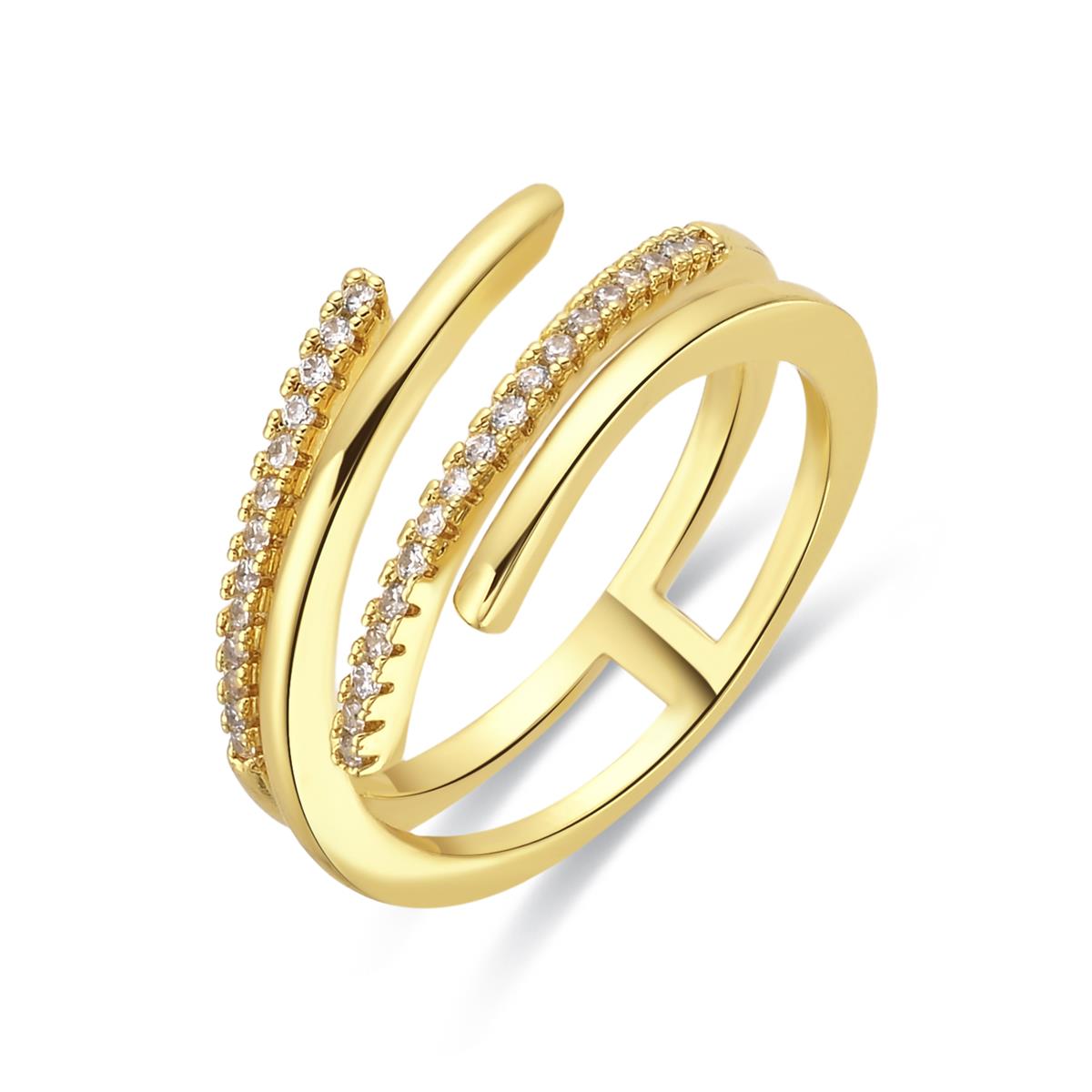 Anillo de Aleación de Metal y Circonita Brillante acabado en oro amarillo de 18k - Isda