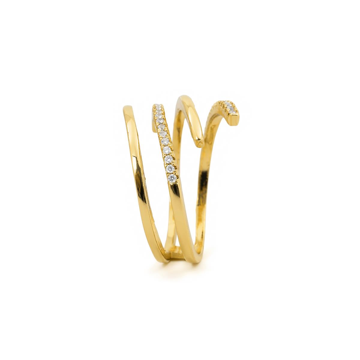 Anillo de Aleación de Metal y Circonita Brillante acabado en oro amarillo de 18k - Isda