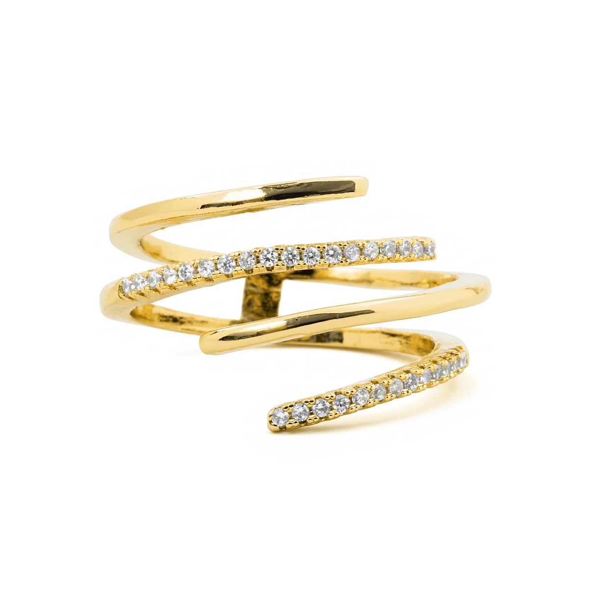 Anillo de Aleación de Metal y Circonita Brillante acabado en oro amarillo de 18k - Isda