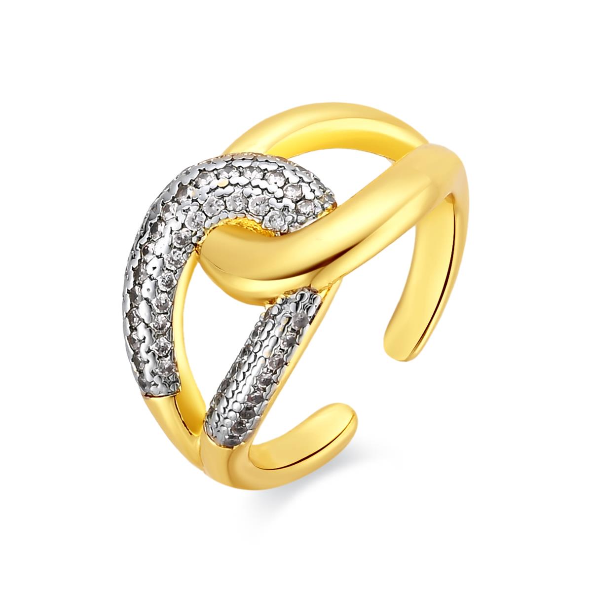 Anillo de Aleación de Metal y Circonita Brillante acabado en oro amarillo de 18k - Denan