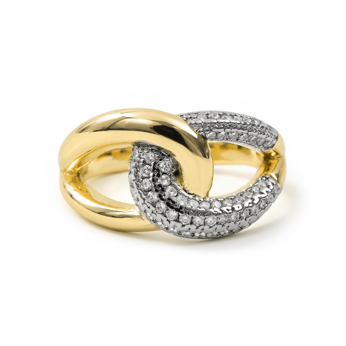 Anillo de Aleación de Metal y Circonita Brillante acabado en oro amarillo de 18k - Denan