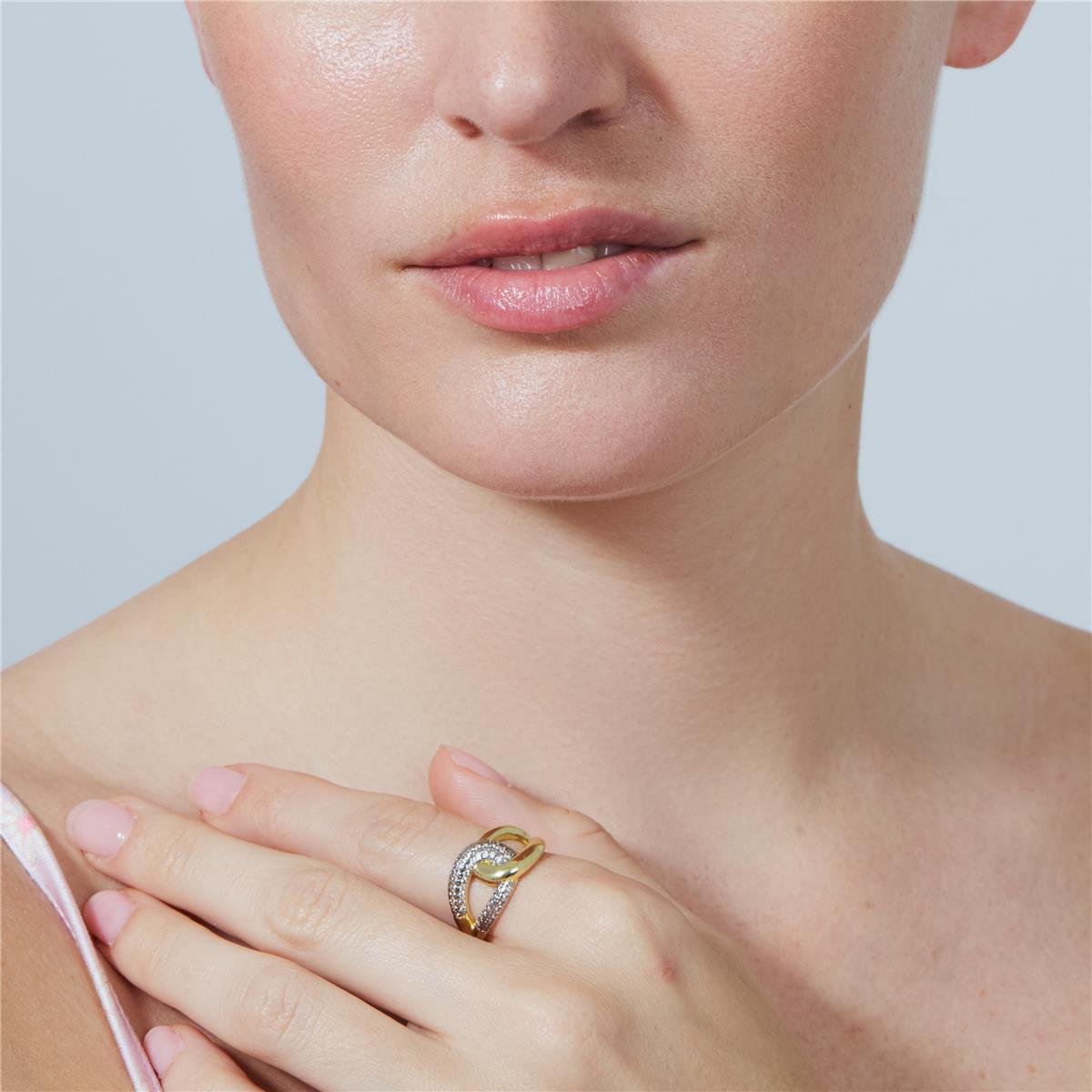 Anillo de Aleación de Metal y Circonita Brillante acabado en oro amarillo de 18k - Denan