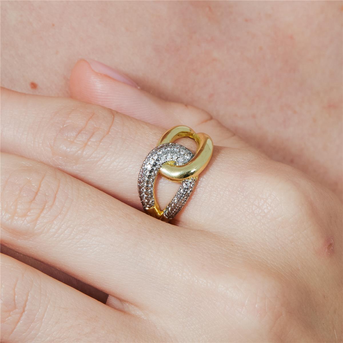Anillo de Aleación de Metal y Circonita Brillante acabado en oro amarillo de 18k - Denan