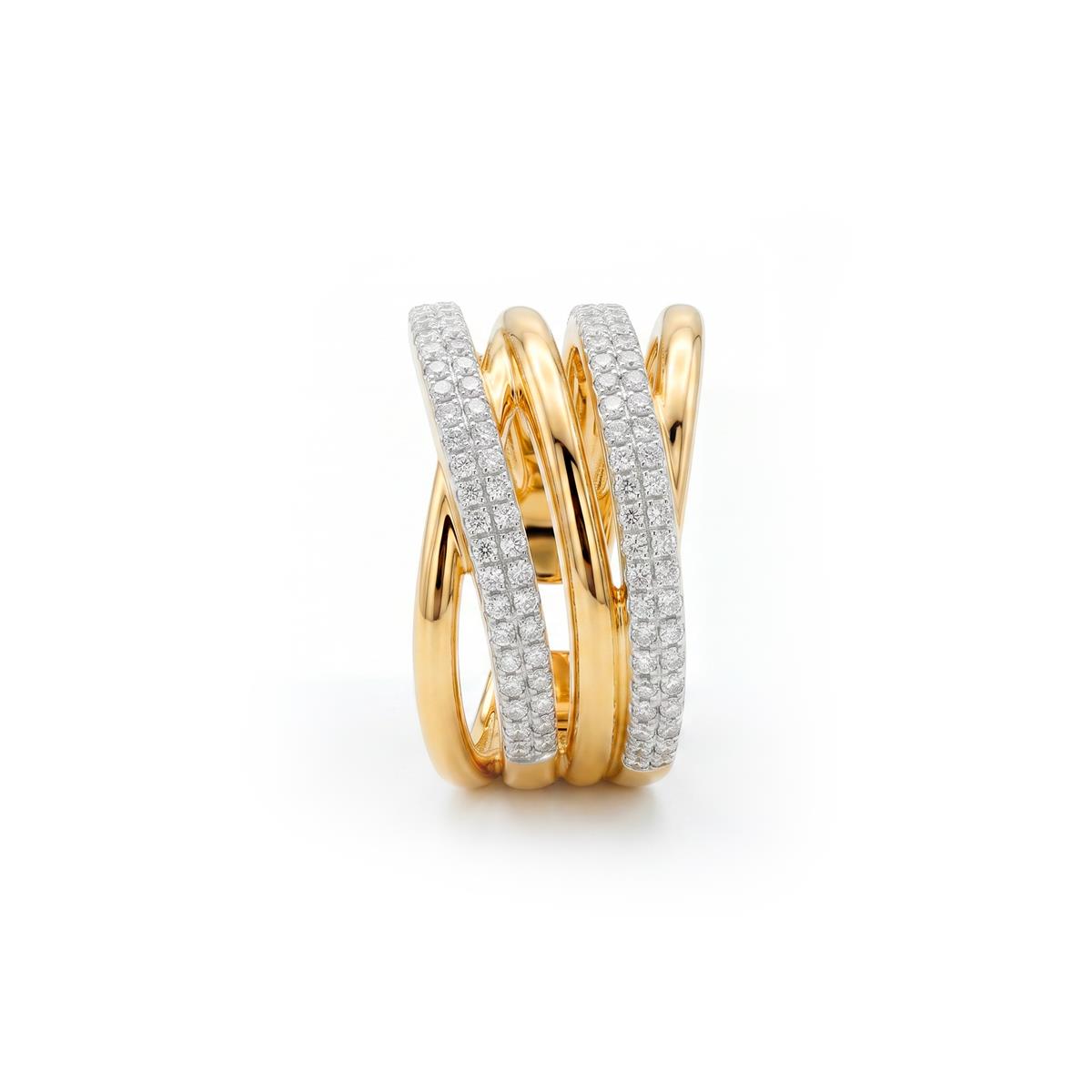 Anillo de Aleación de Metal y Circonita Brillante acabado en oro amarillo de 18k - Ximara