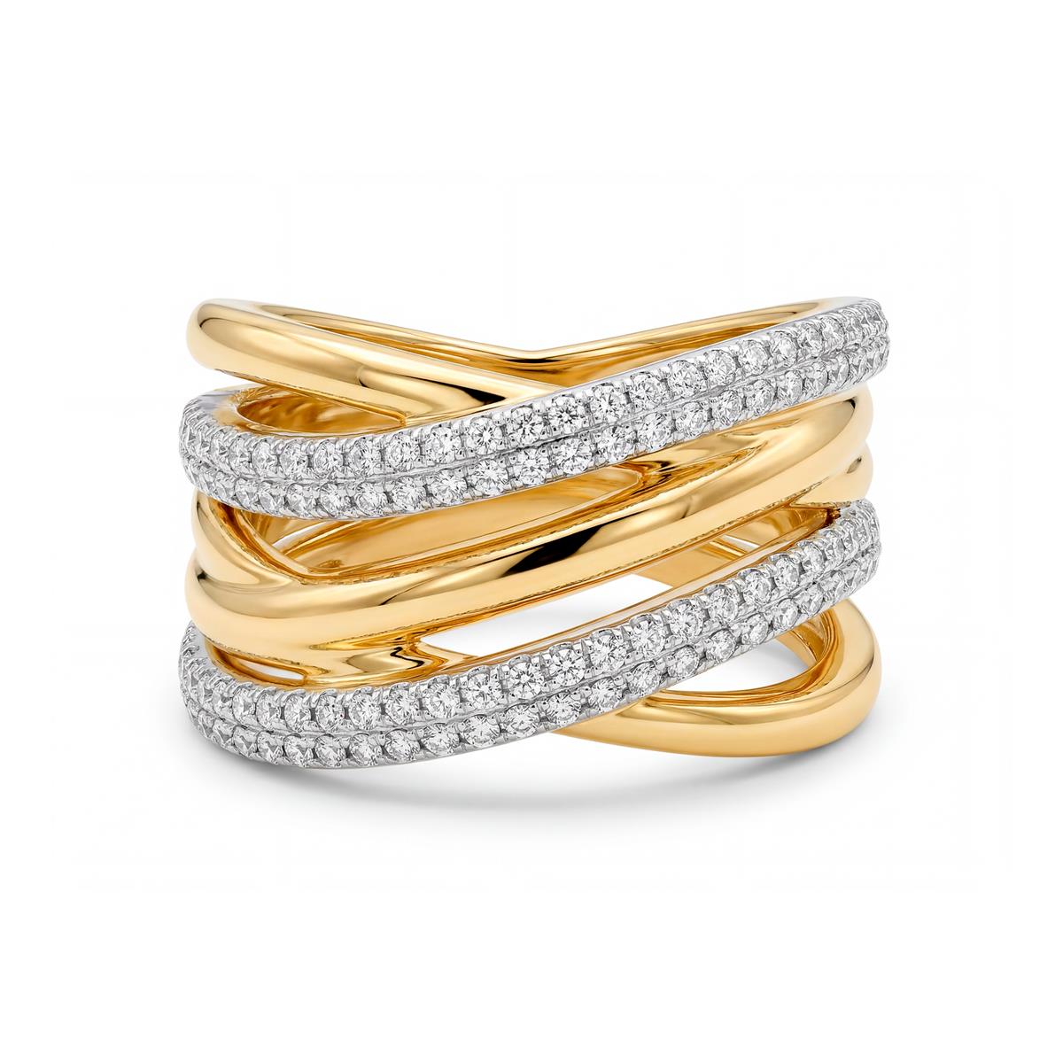 Anillo de Aleación de Metal y Circonita Brillante acabado en oro amarillo de 18k - Ximara