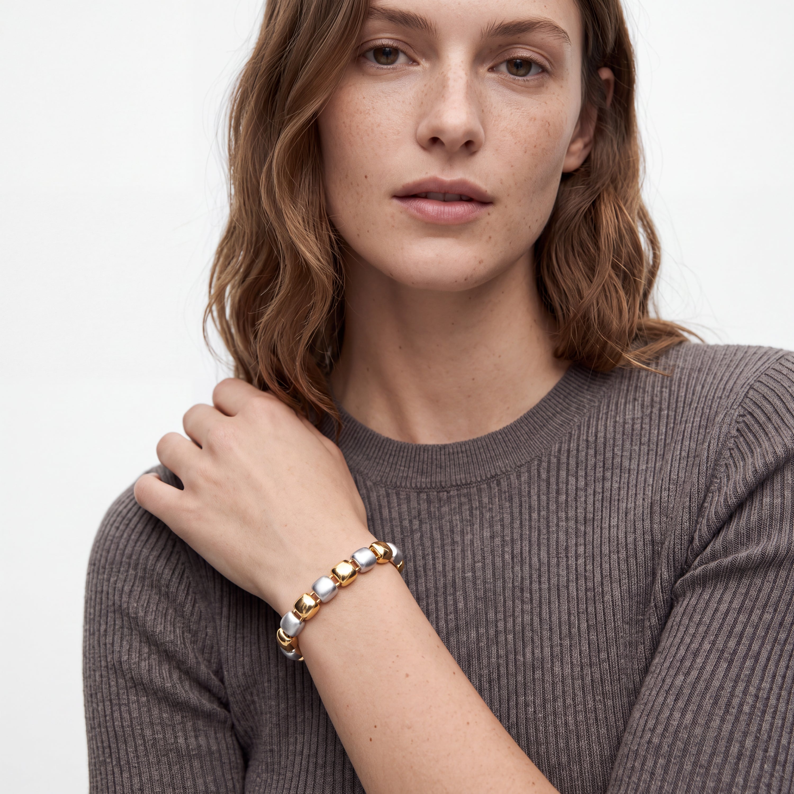 Pulsera acabado en rodio, oro amarillo y rosa de 18k - Glaga