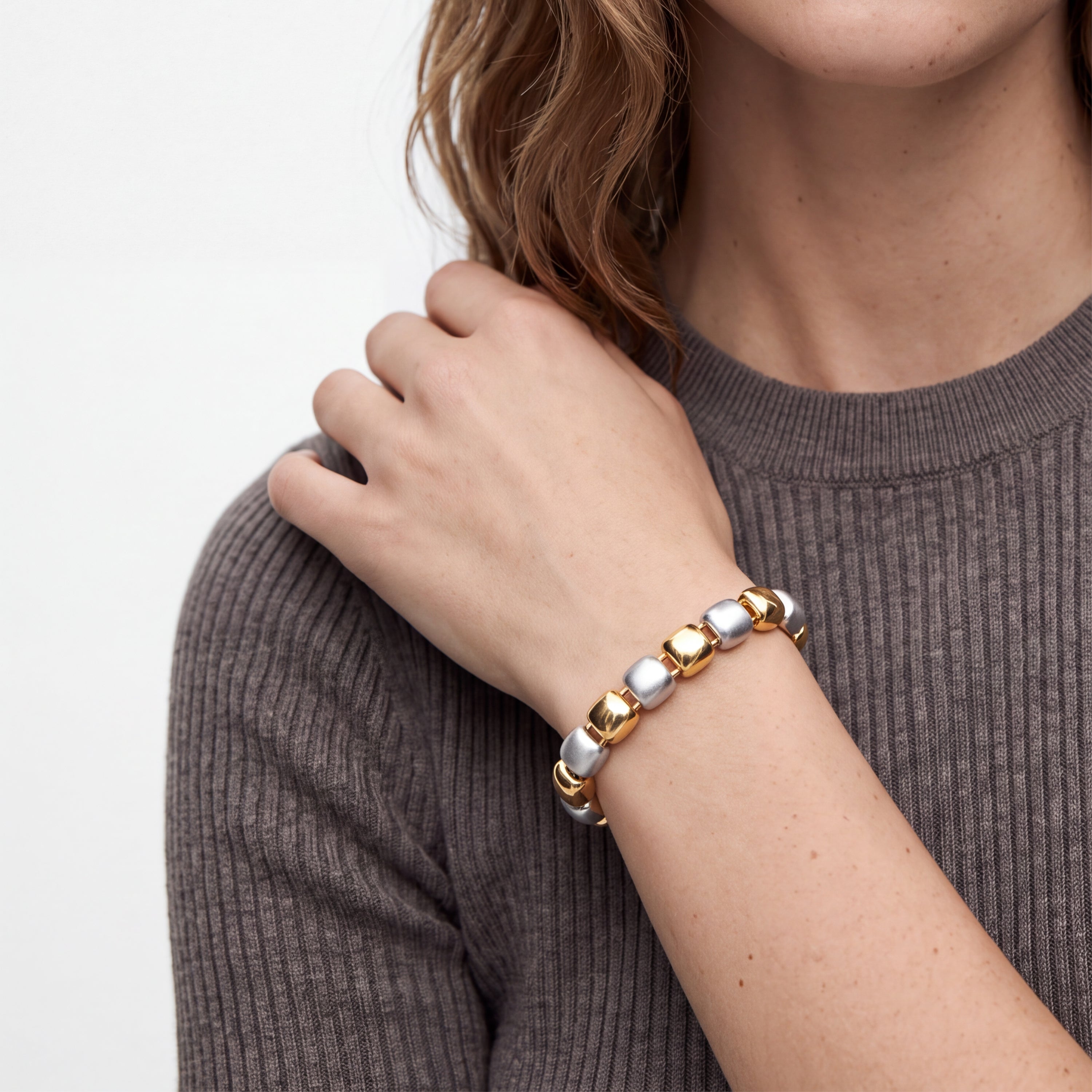 Pulsera acabado en rodio, oro amarillo y rosa de 18k - Glaga