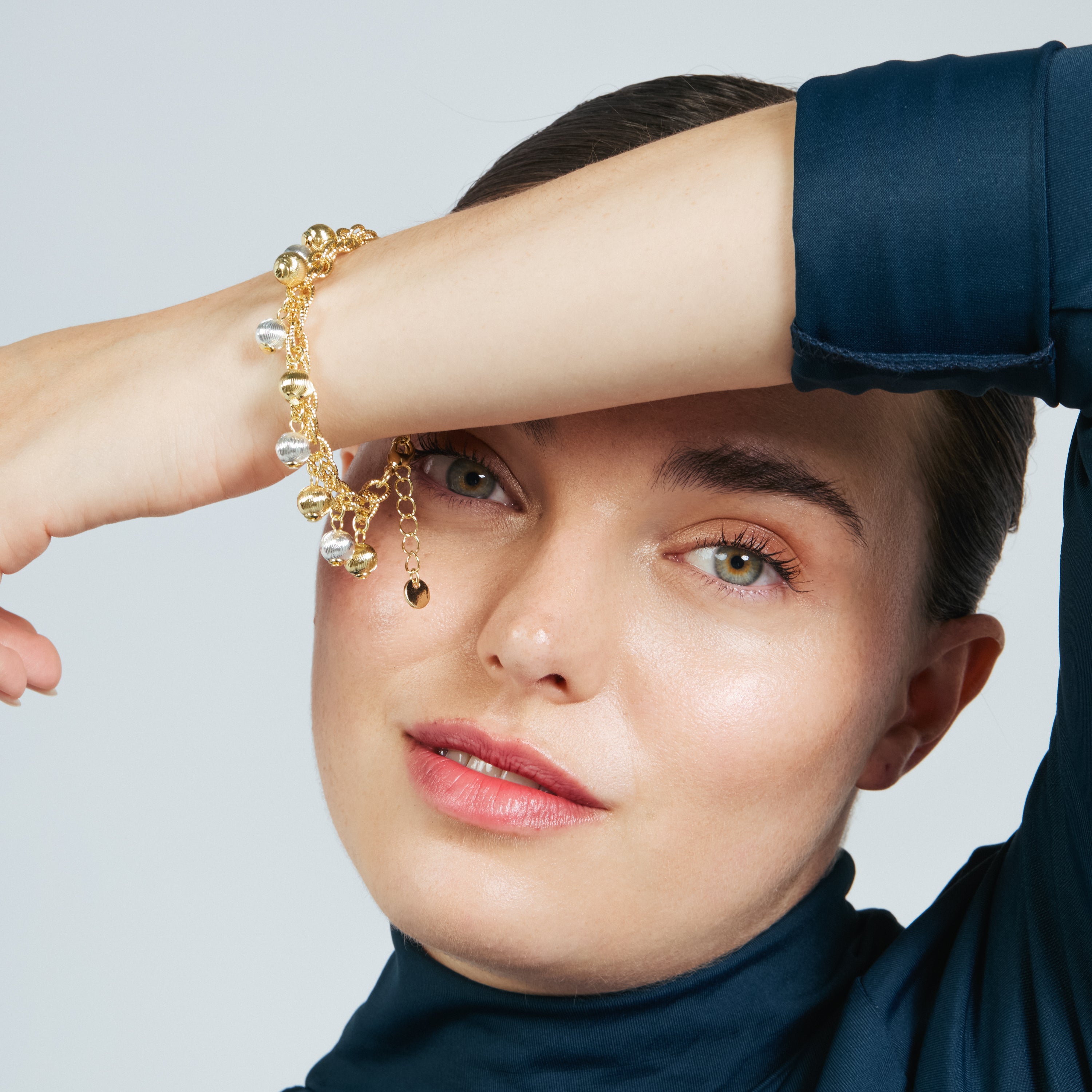 Pulsera acabado en rodio, oro amarillo y rosa de 18k - Leely