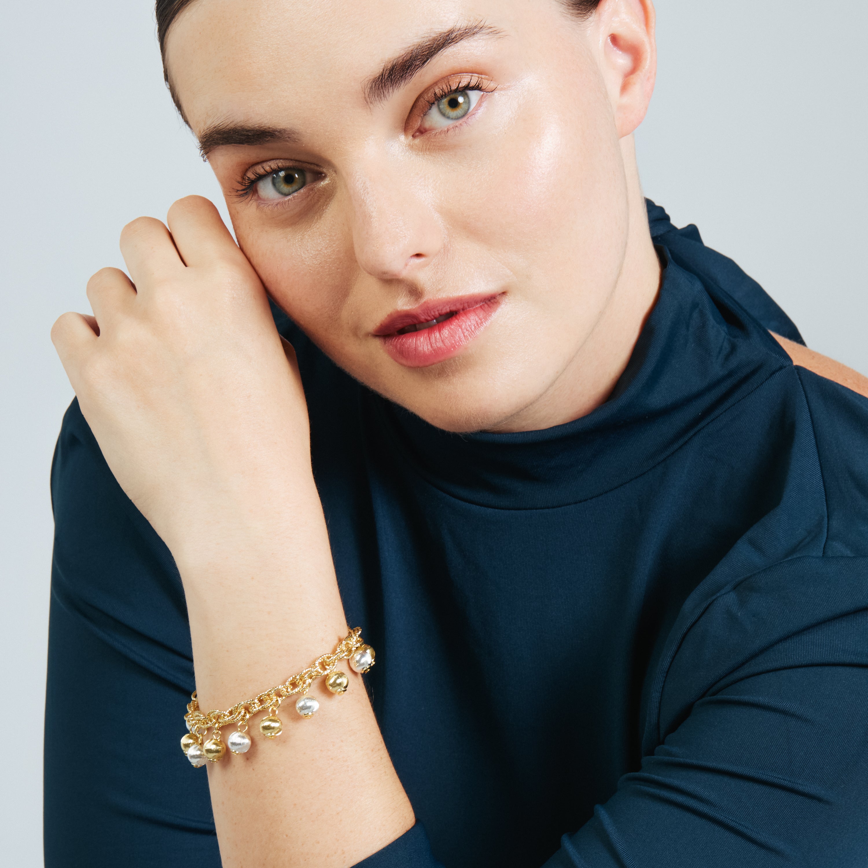 Pulsera acabado en rodio, oro amarillo y rosa de 18k - Leely