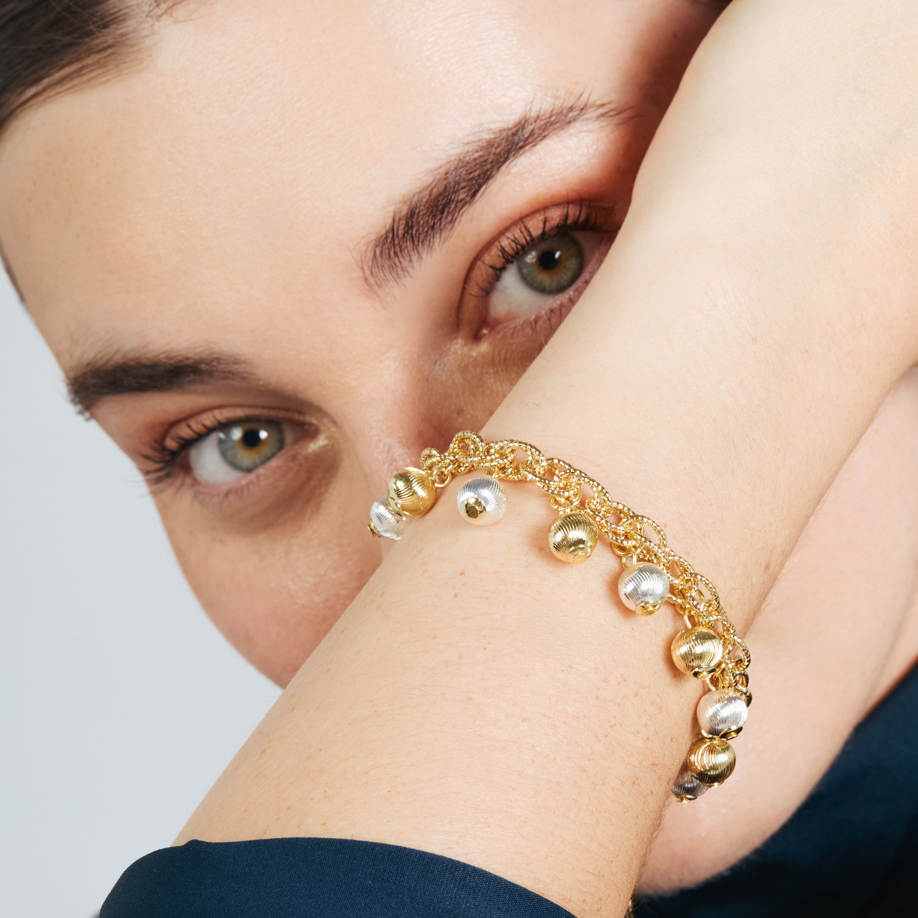 Pulsera acabado en rodio, oro amarillo y rosa de 18k - Leely