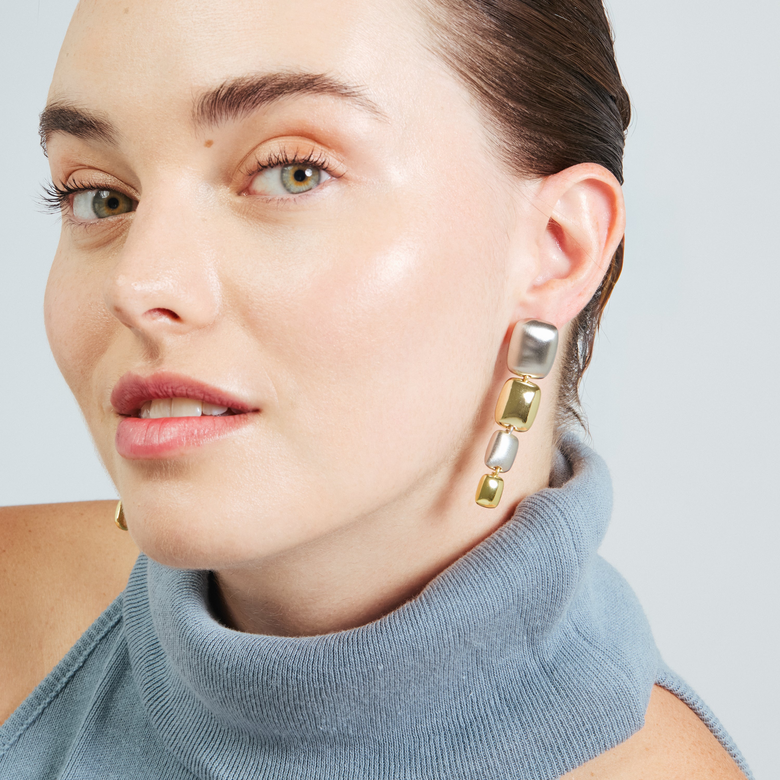 Pendientes acabado en rodio, oro amarillo y rosa de 18k - Glaga