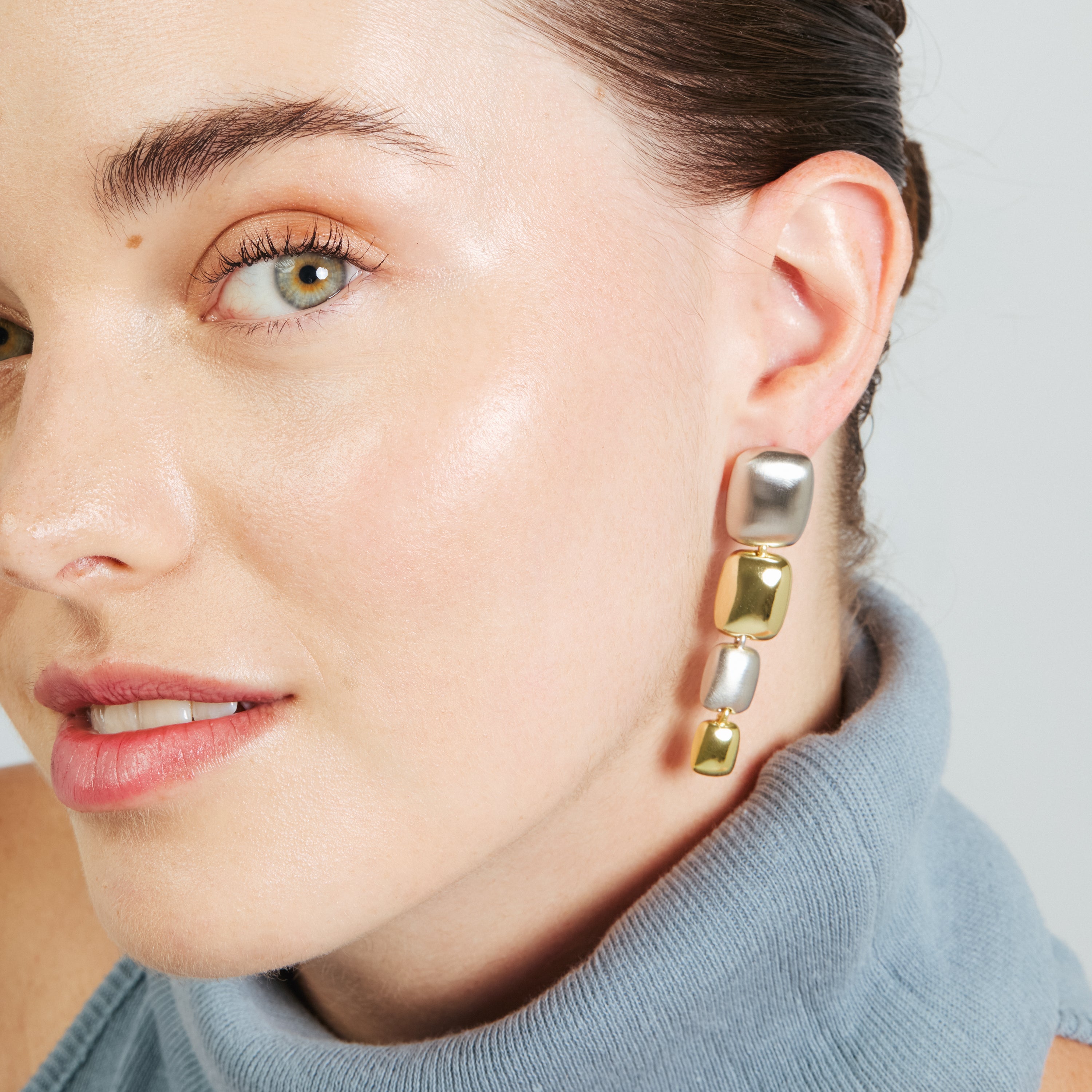 Pendientes acabado en rodio, oro amarillo y rosa de 18k - Glaga