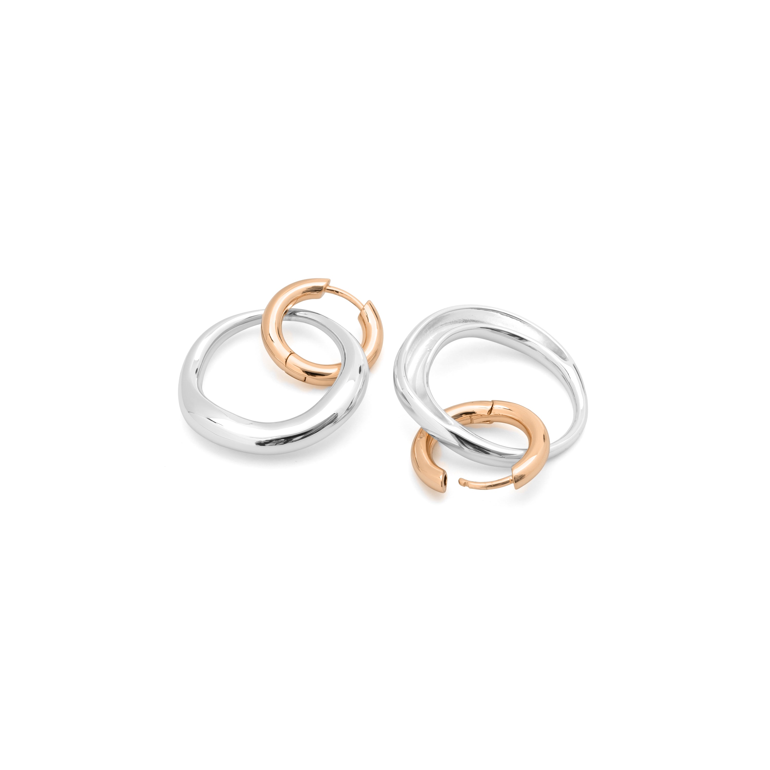 Pendientes acabado en rodio, oro amarillo y rosa de 18k - Malorly