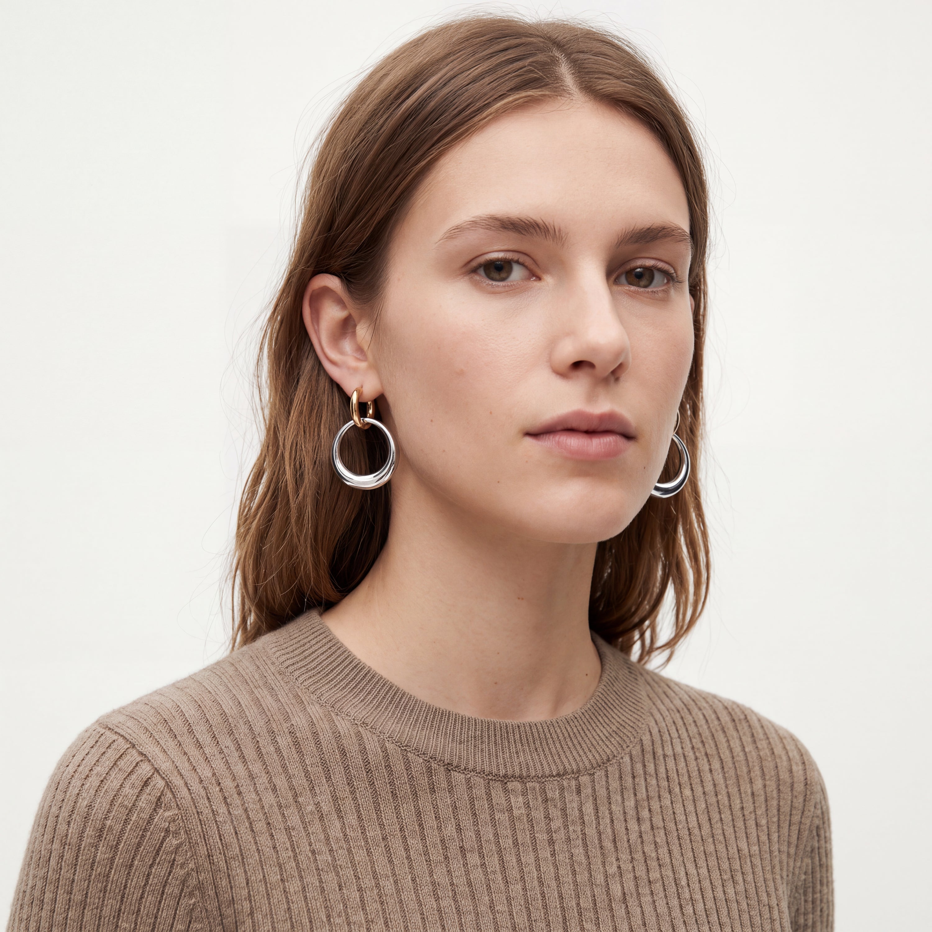Pendientes acabado en rodio, oro amarillo y rosa de 18k - Malorly