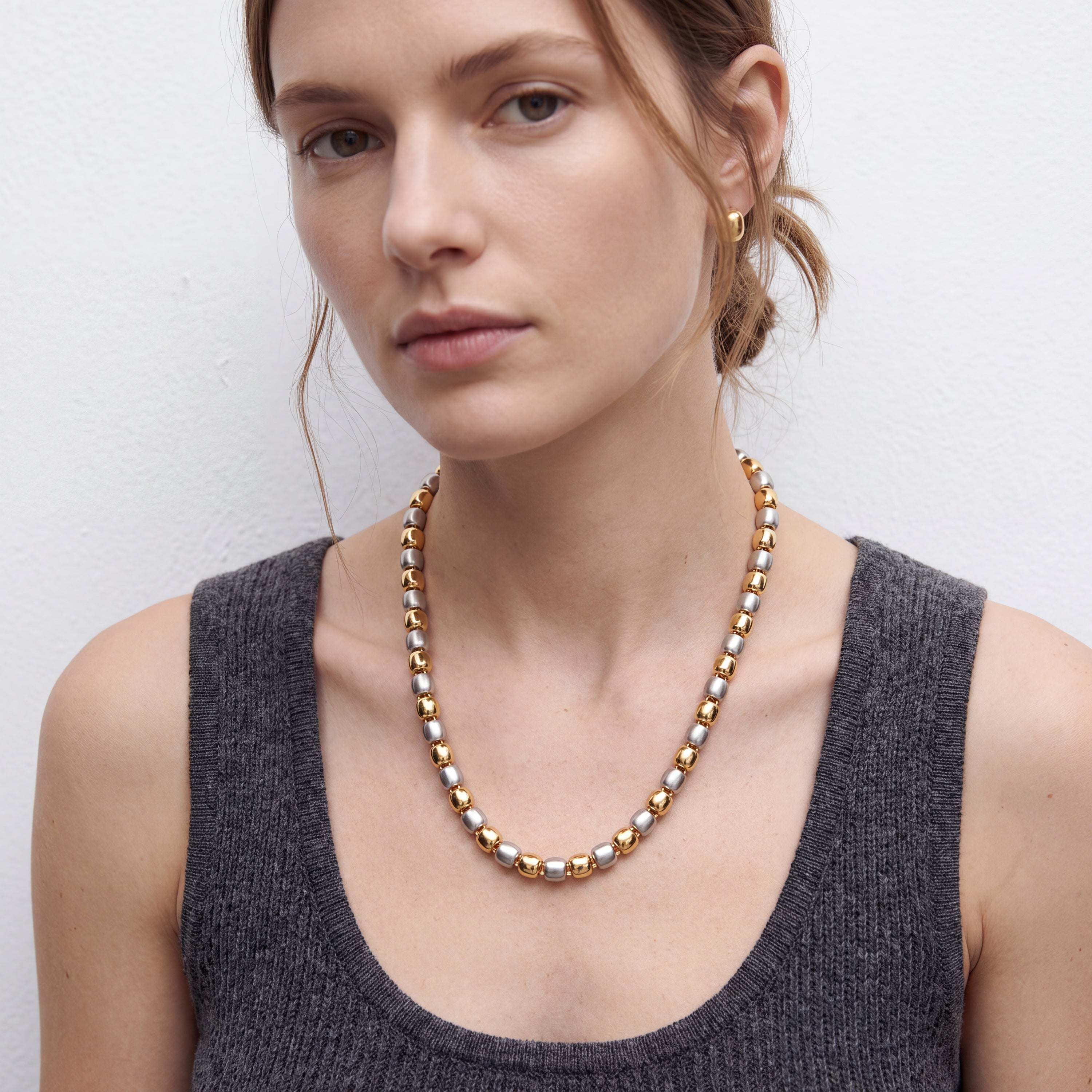 Collar acabado en rodio, oro amarillo y rosa de 18k - Glaga