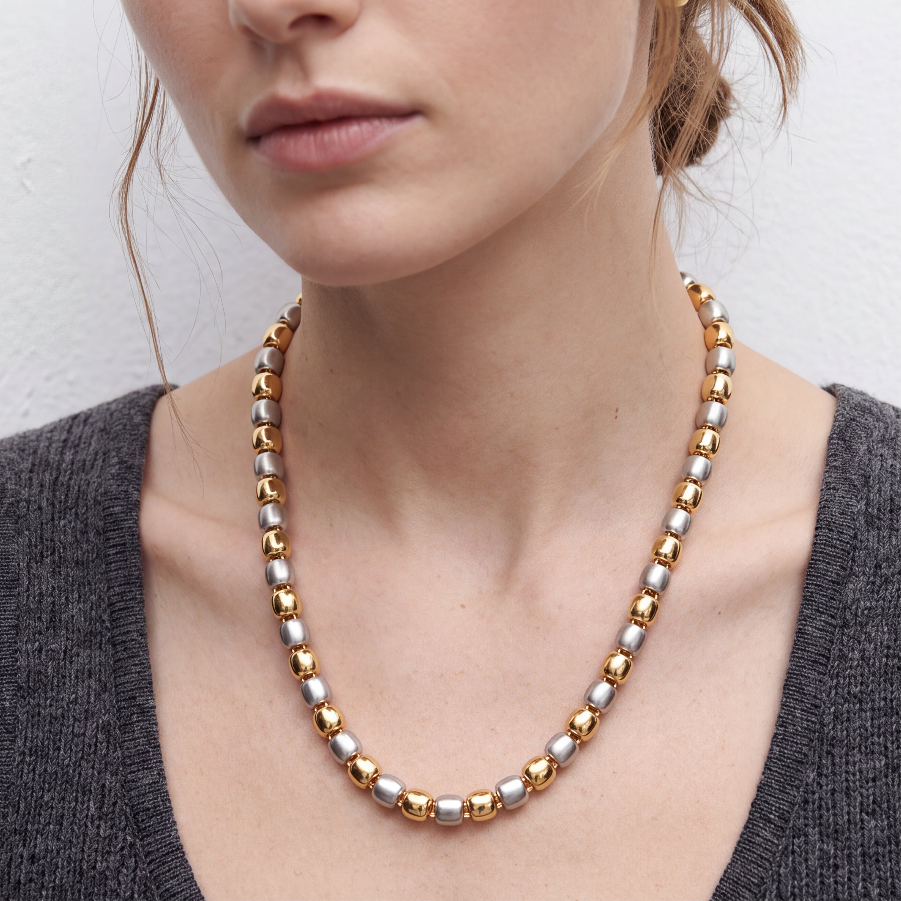 Collar acabado en rodio, oro amarillo y rosa de 18k - Glaga