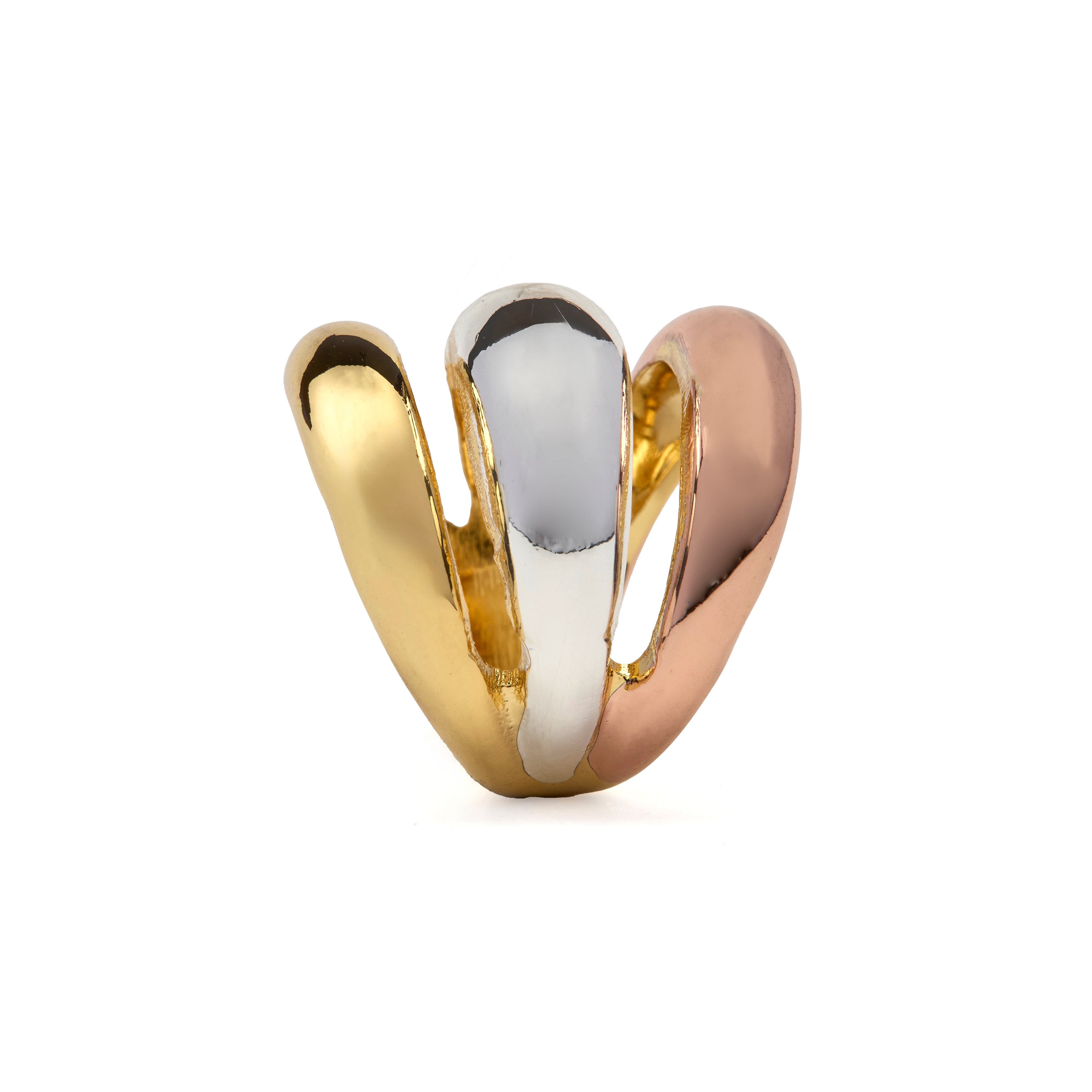 Anillo acabado en Rodio, oro amarillo y rosa de 18k - Simsi