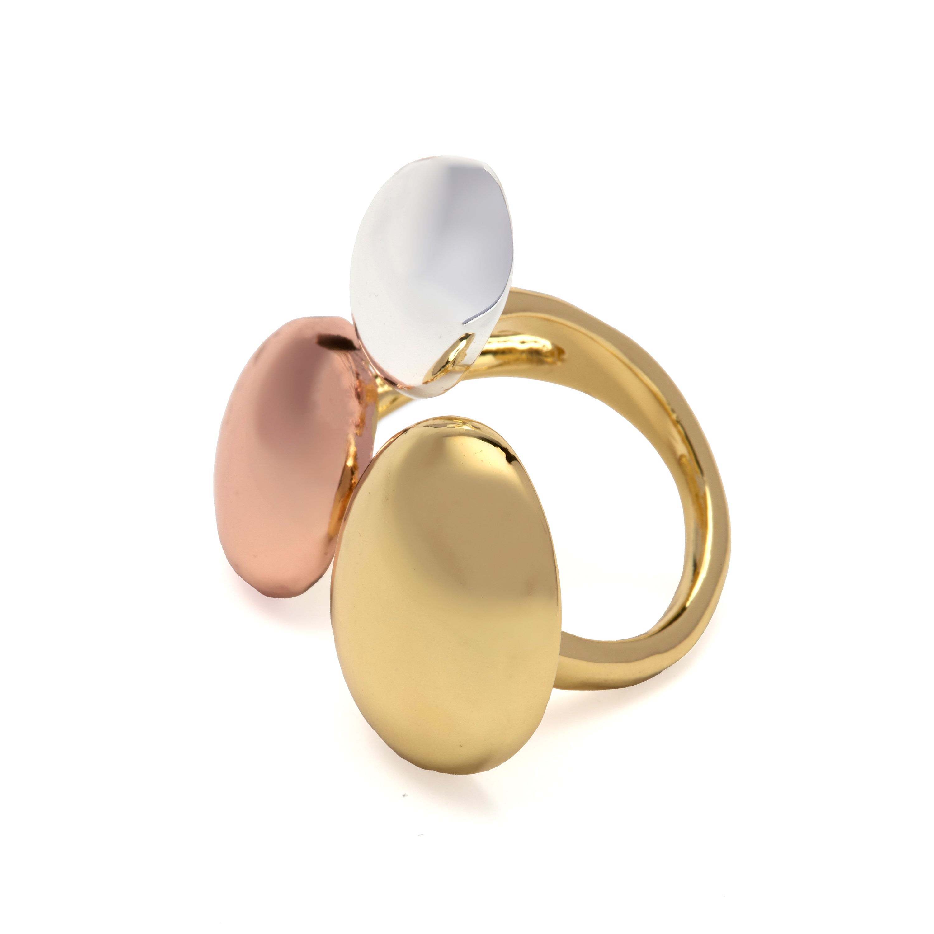 Bague finition rhodium, or jaune et rose 18 carats - Basuz
