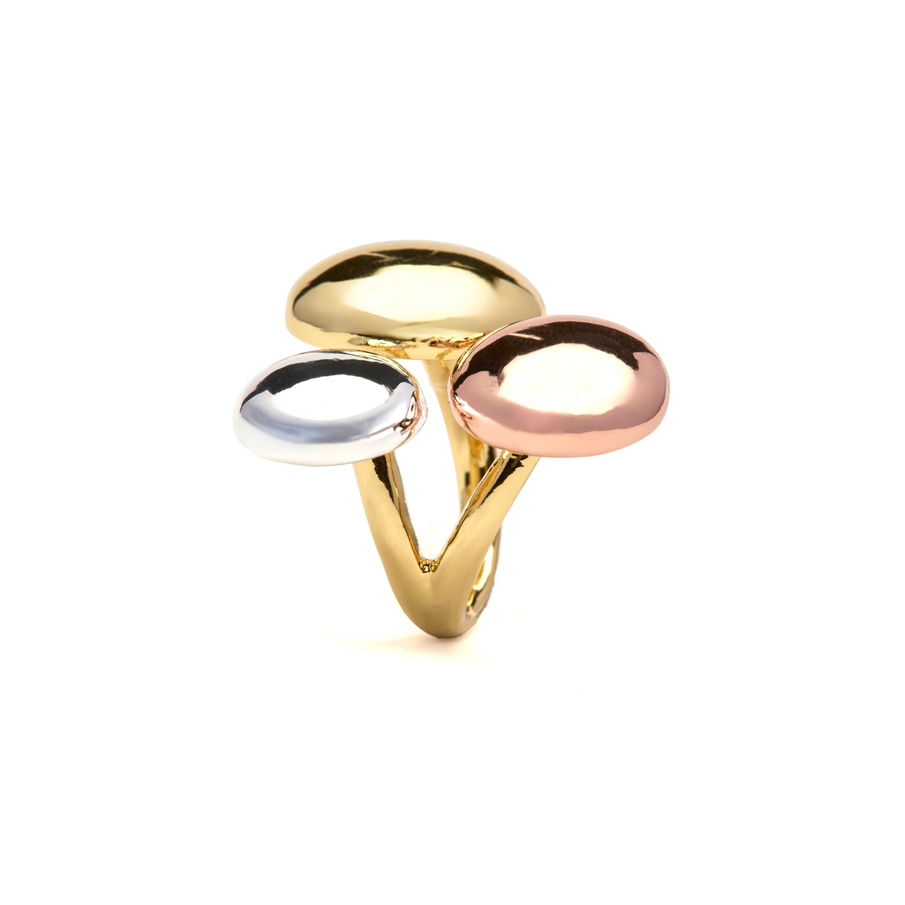 Anillo acabado en Rodio, oro amarillo y rosa de 18k - Basuz