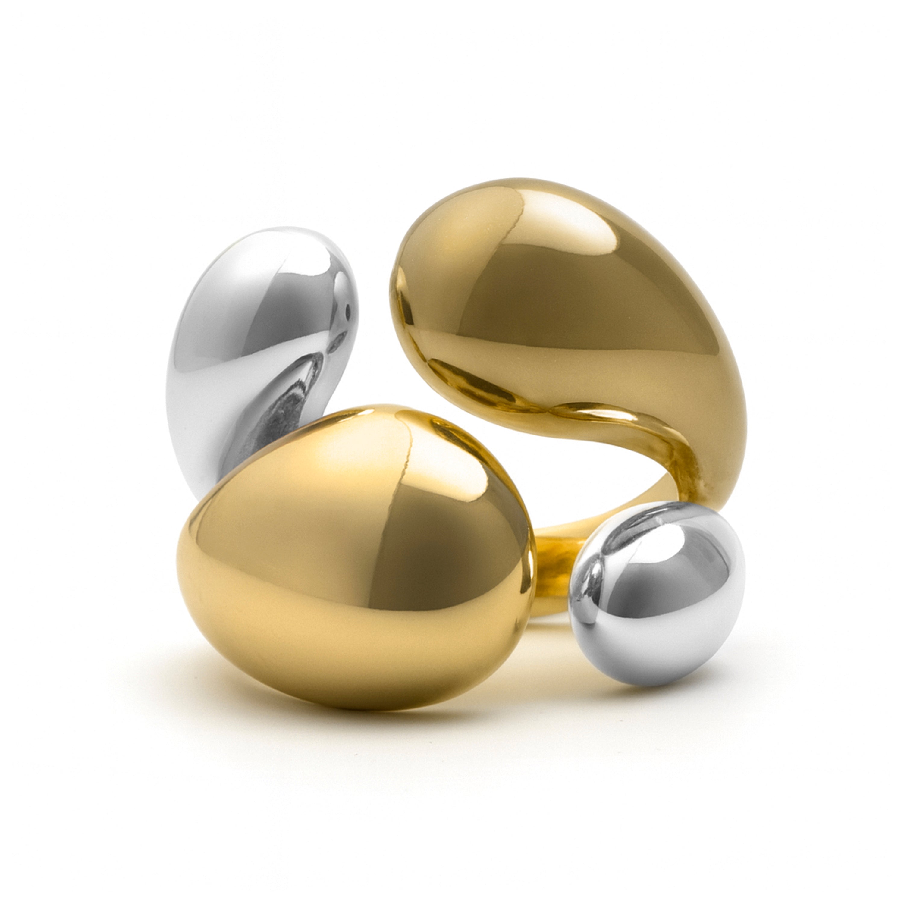 Ring finished in Rhodium, 18k yellow and rose gold - Basuz