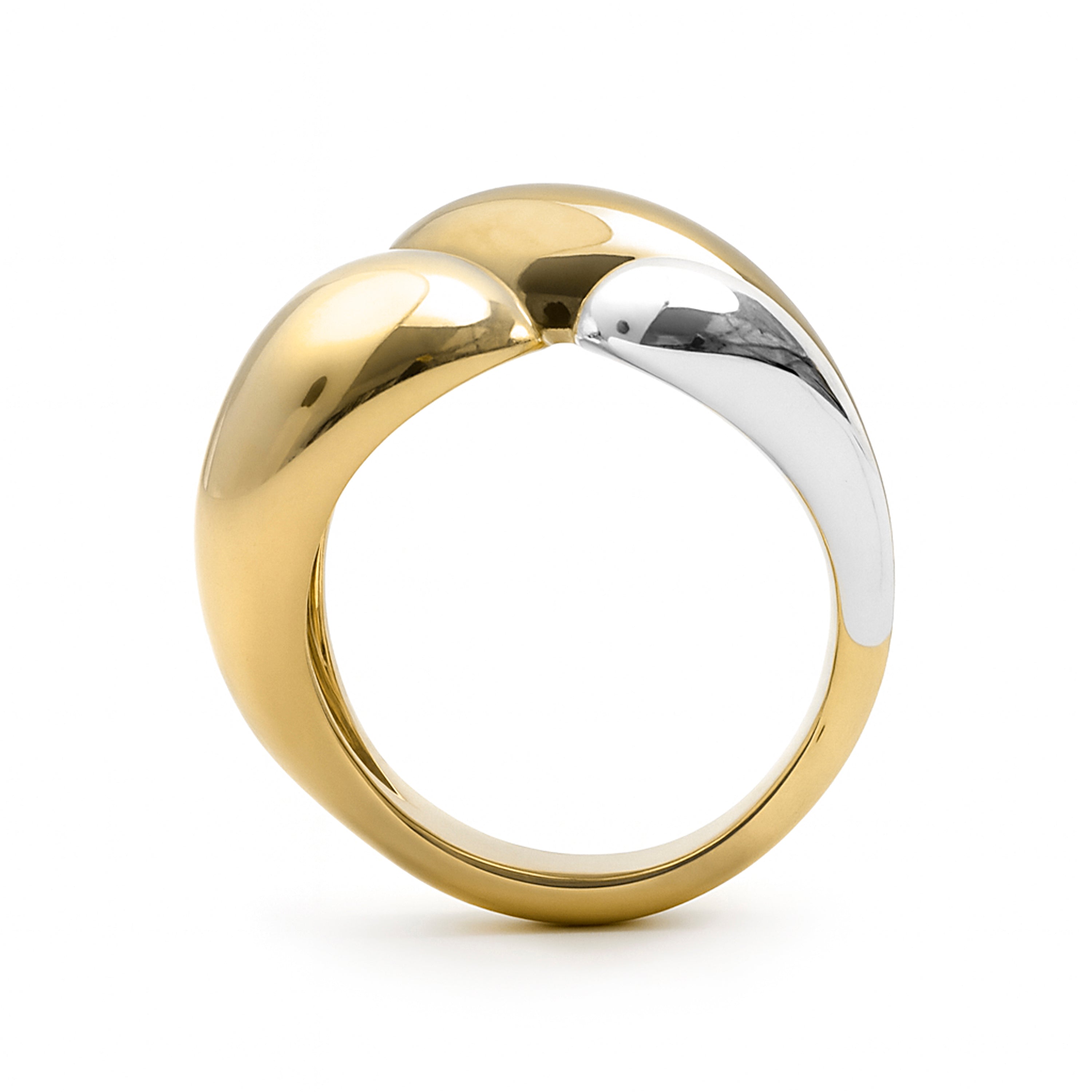 Ring finished in Rhodium, 18k yellow and rose gold - Basuz