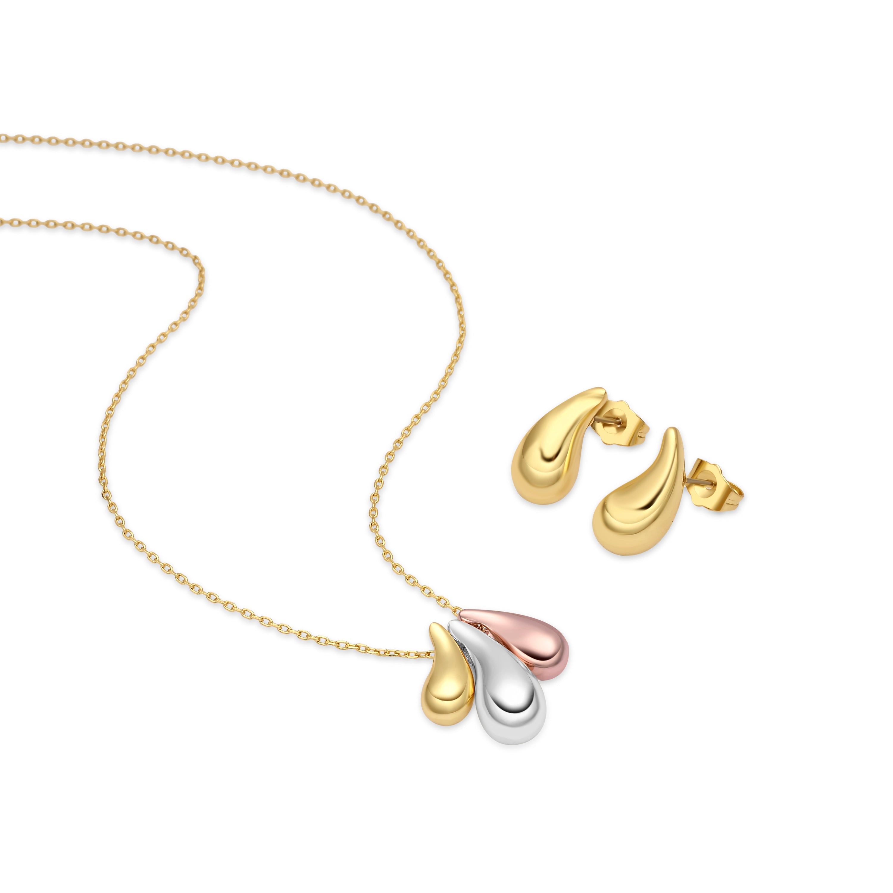 Set acabado plata, oro rosa y amarillo 18k - Necon