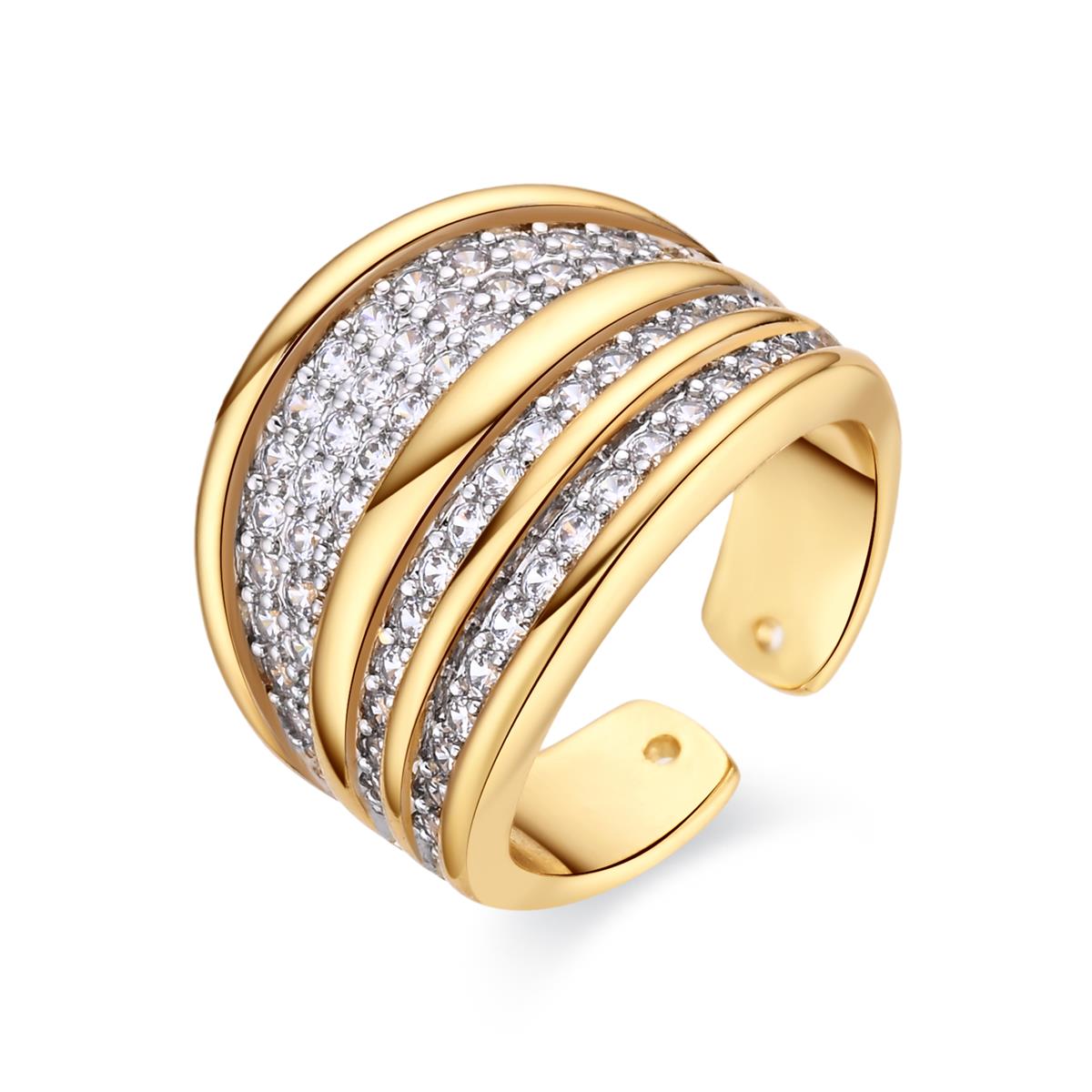 Brilliant Cubic Zirconia Ring with 18k Yellow Gold Finish - Jedrac