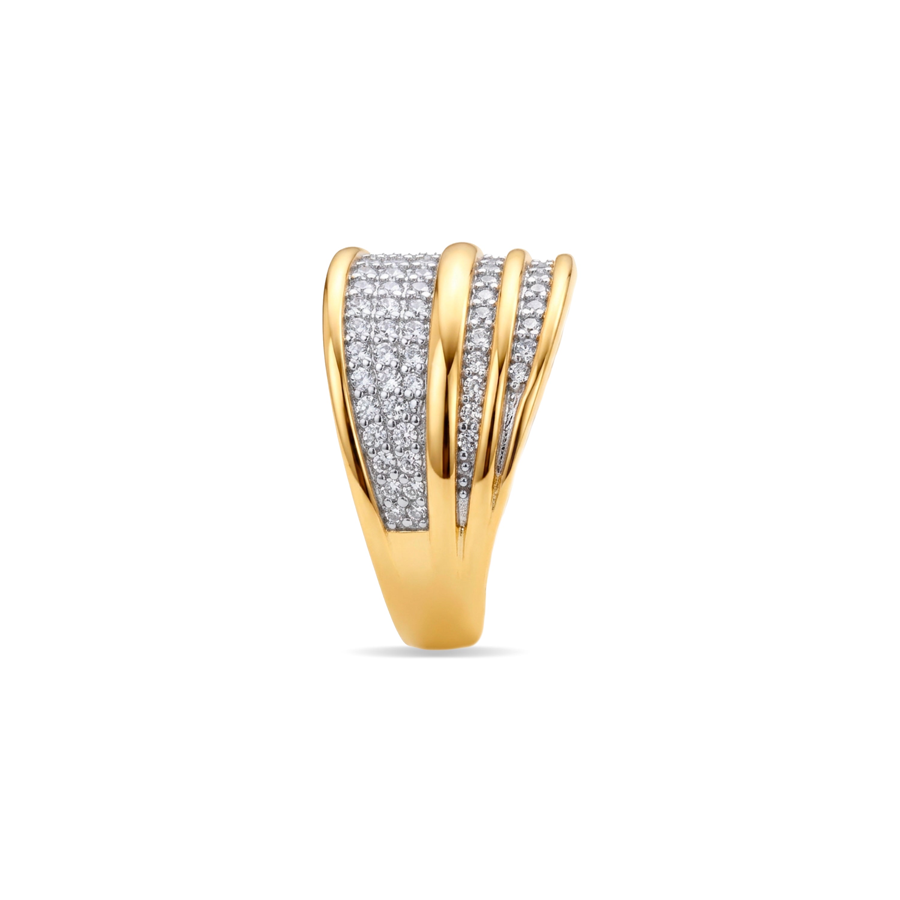 Glänzender Zirkonring mit 18k Gelbgold-Finish - Jedrac