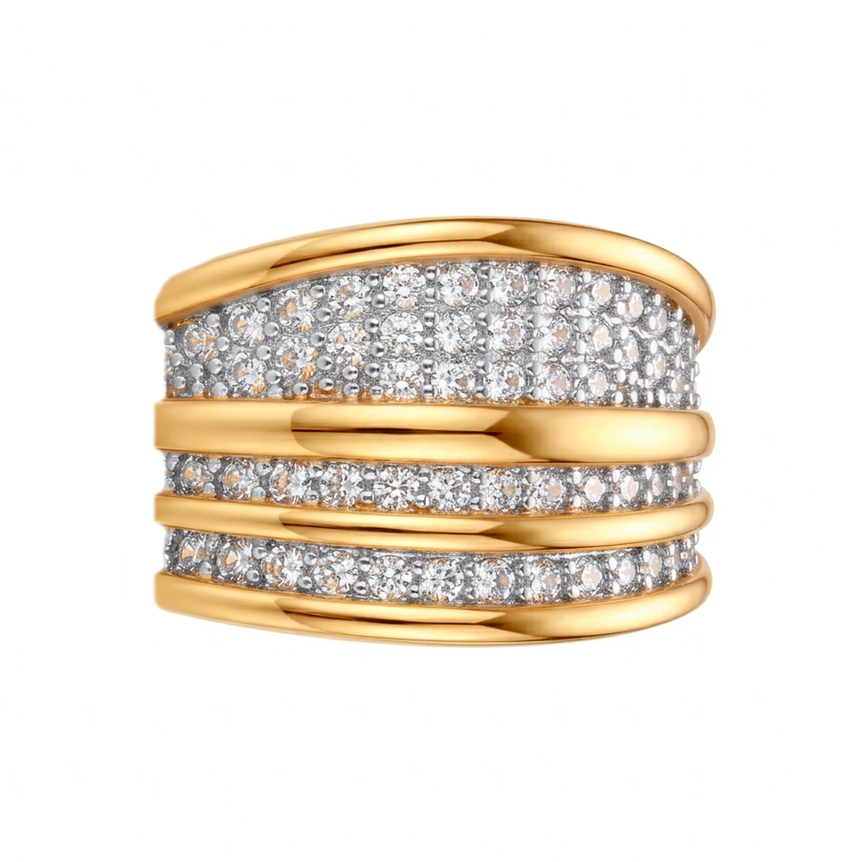Glänzender Zirkonring mit 18k Gelbgold-Finish - Jedrac