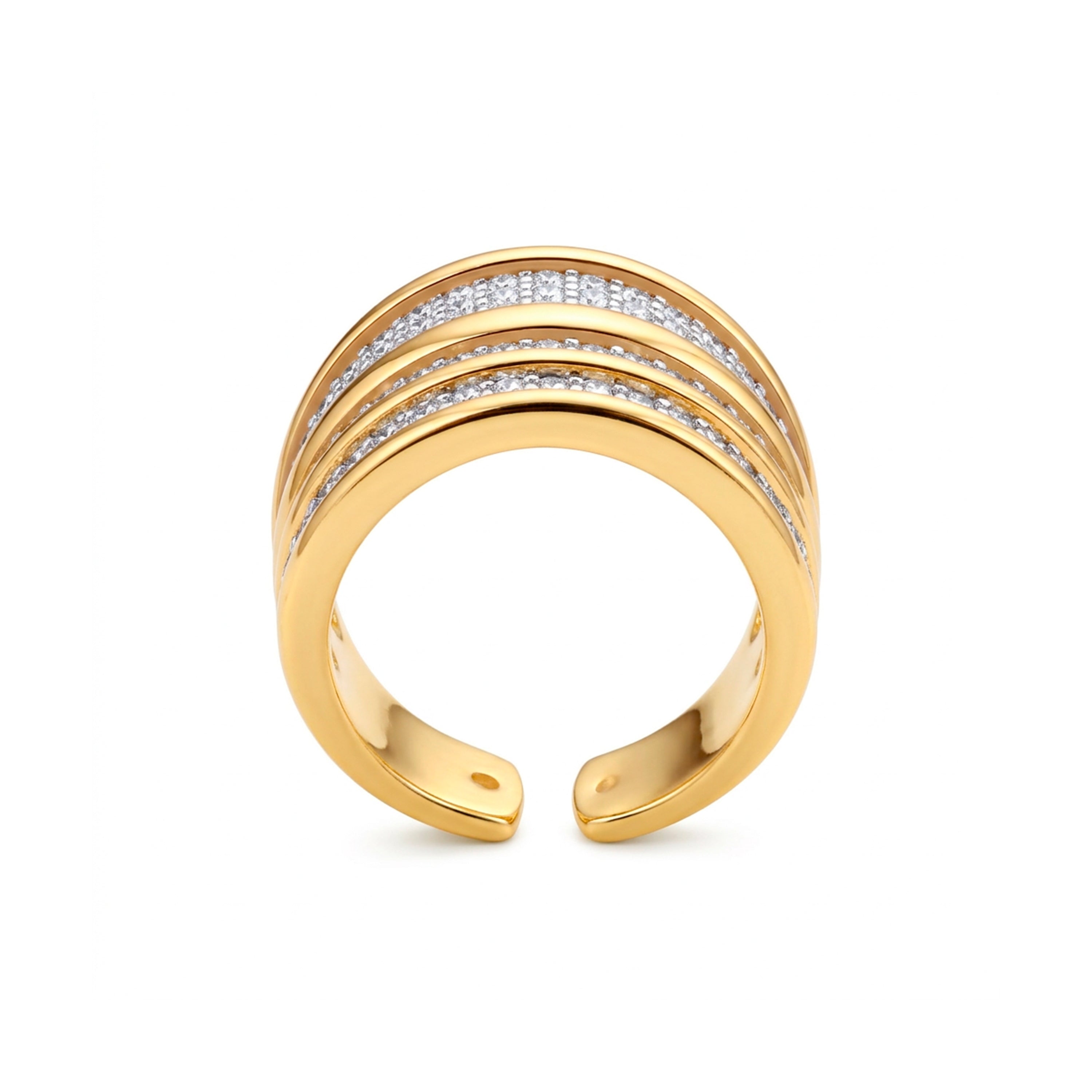 Glänzender Zirkonring mit 18k Gelbgold-Finish - Jedrac