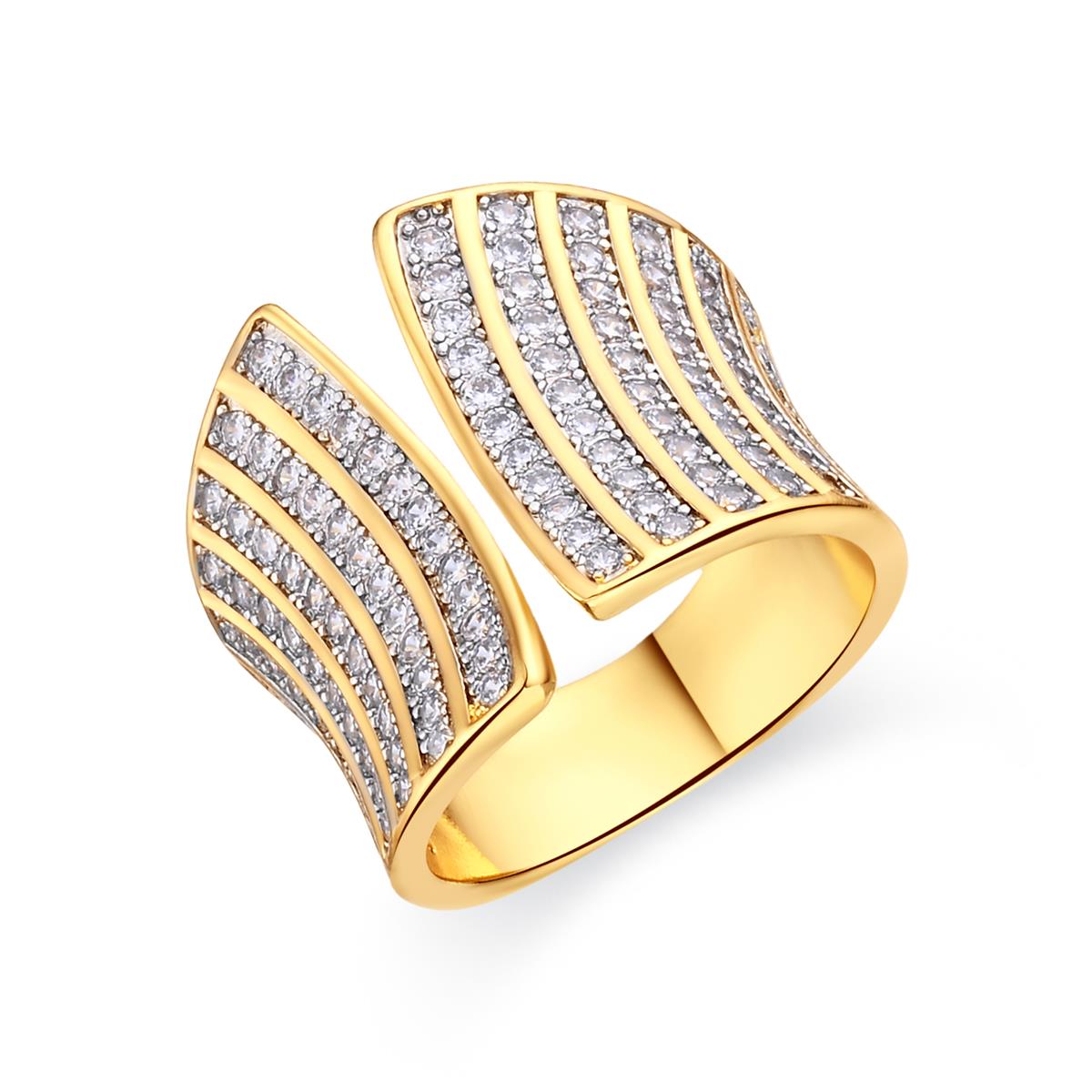 Brilliant Cubic Zirconia Ring with 18k Yellow Gold Finish - Jedrac