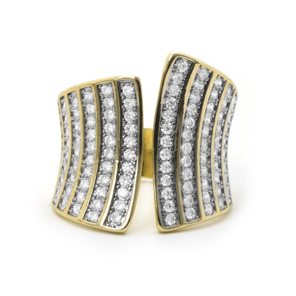 Brilliant Cubic Zirconia Ring with 18k Yellow Gold Finish - Jedrac