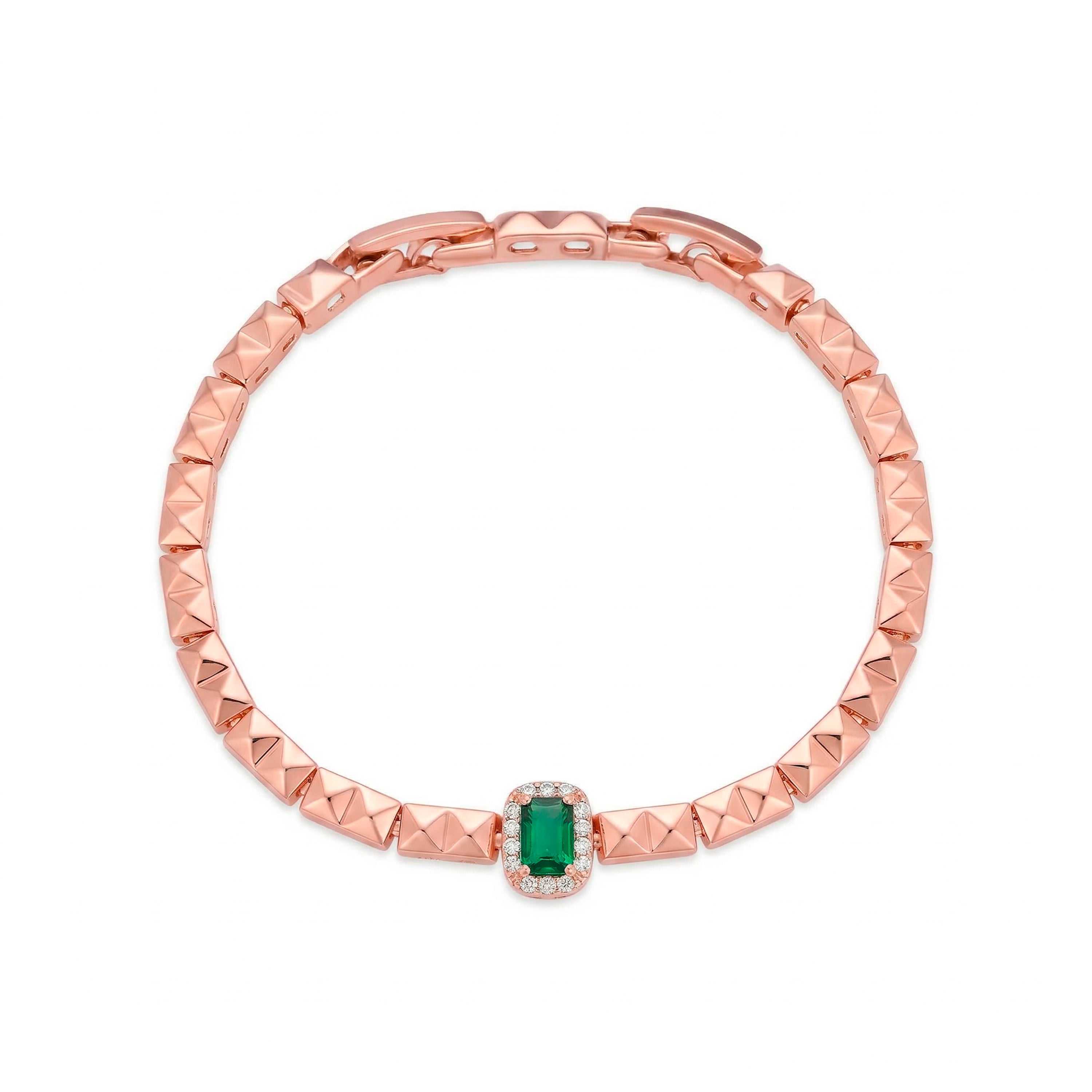 Emerald Zirconia Bracelet with 18k Rose Gold Finish - Sacery
