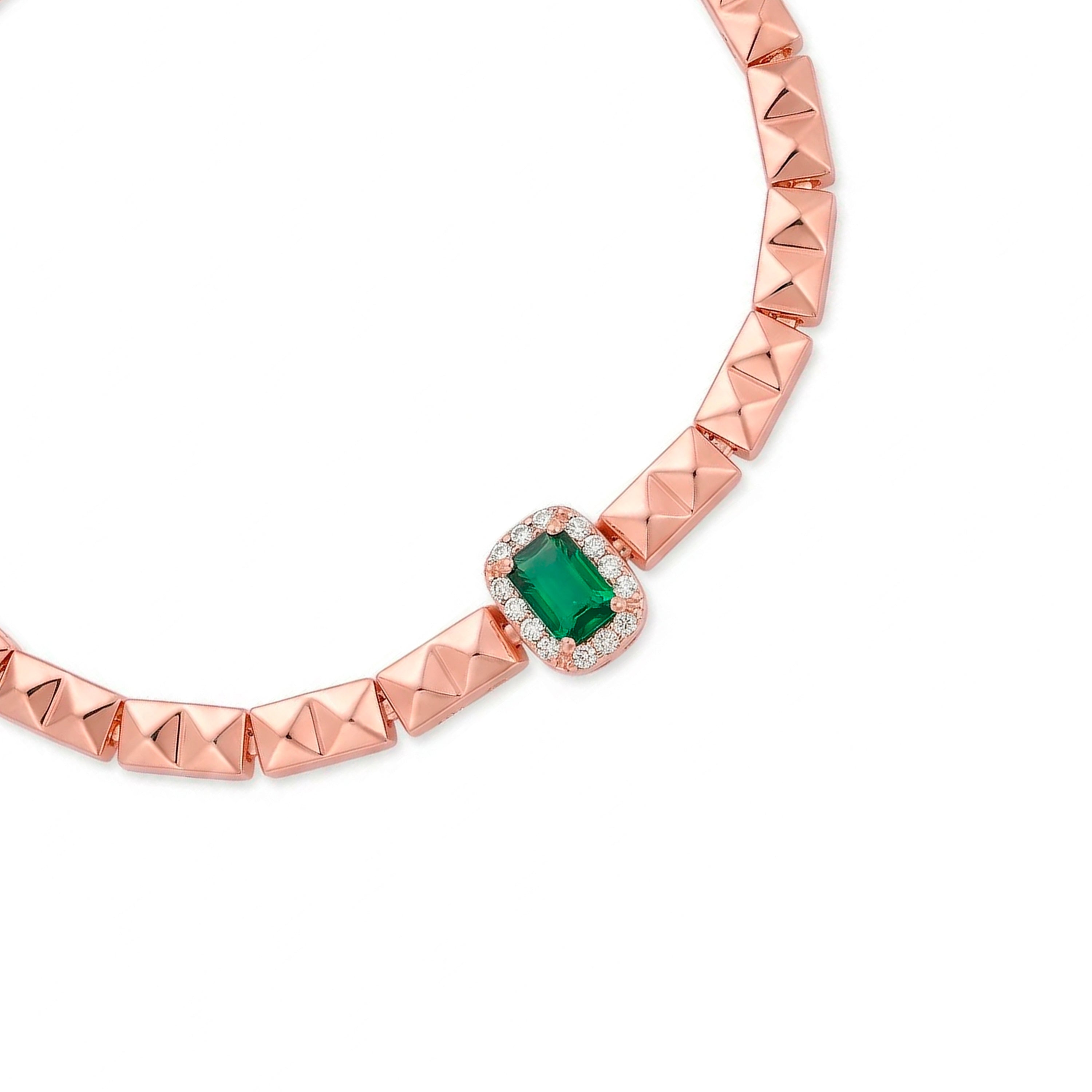 Emerald Zirconia Bracelet with 18k Rose Gold Finish - Sacery