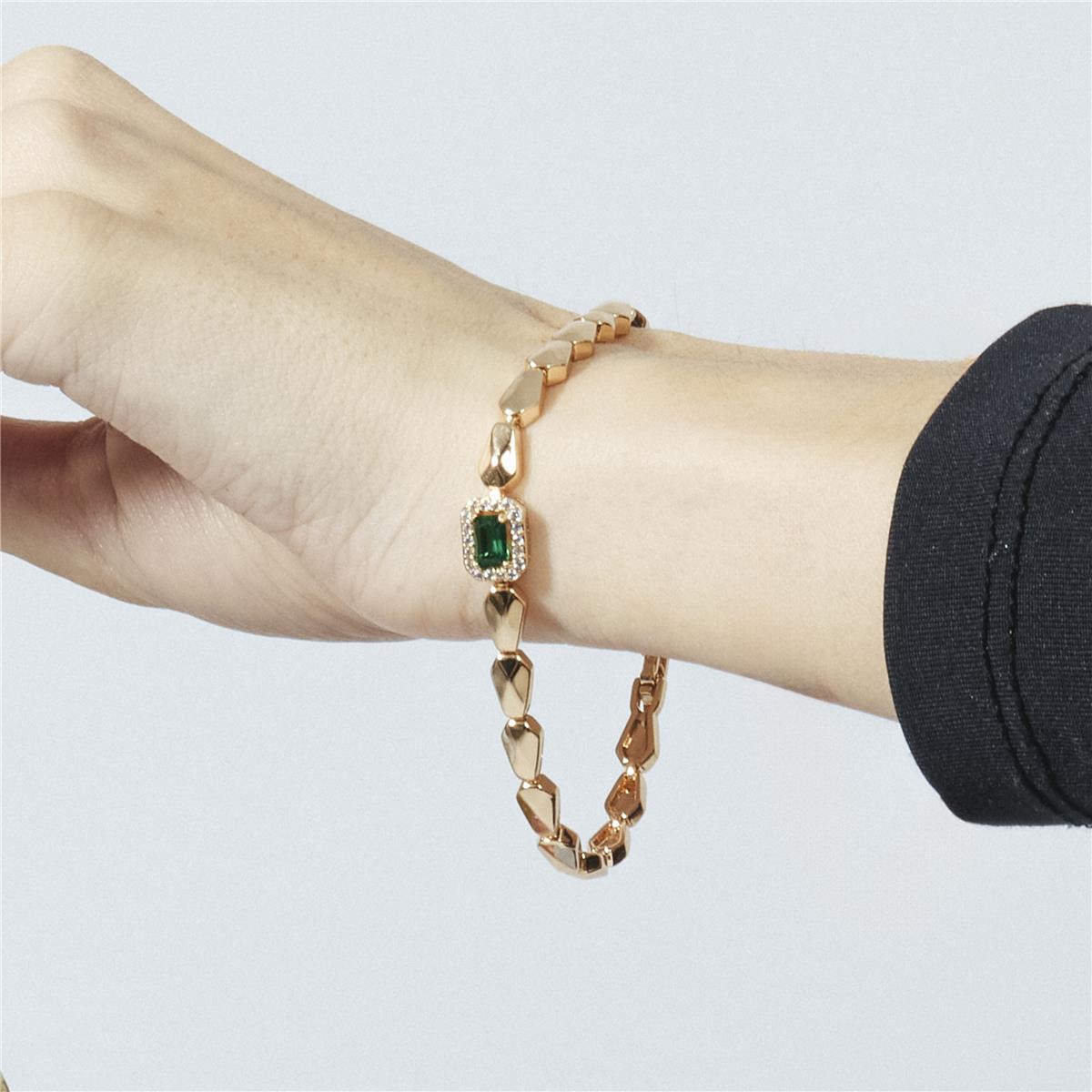 Emerald Zirconia Bracelet with 18k Rose Gold Finish - Sacery