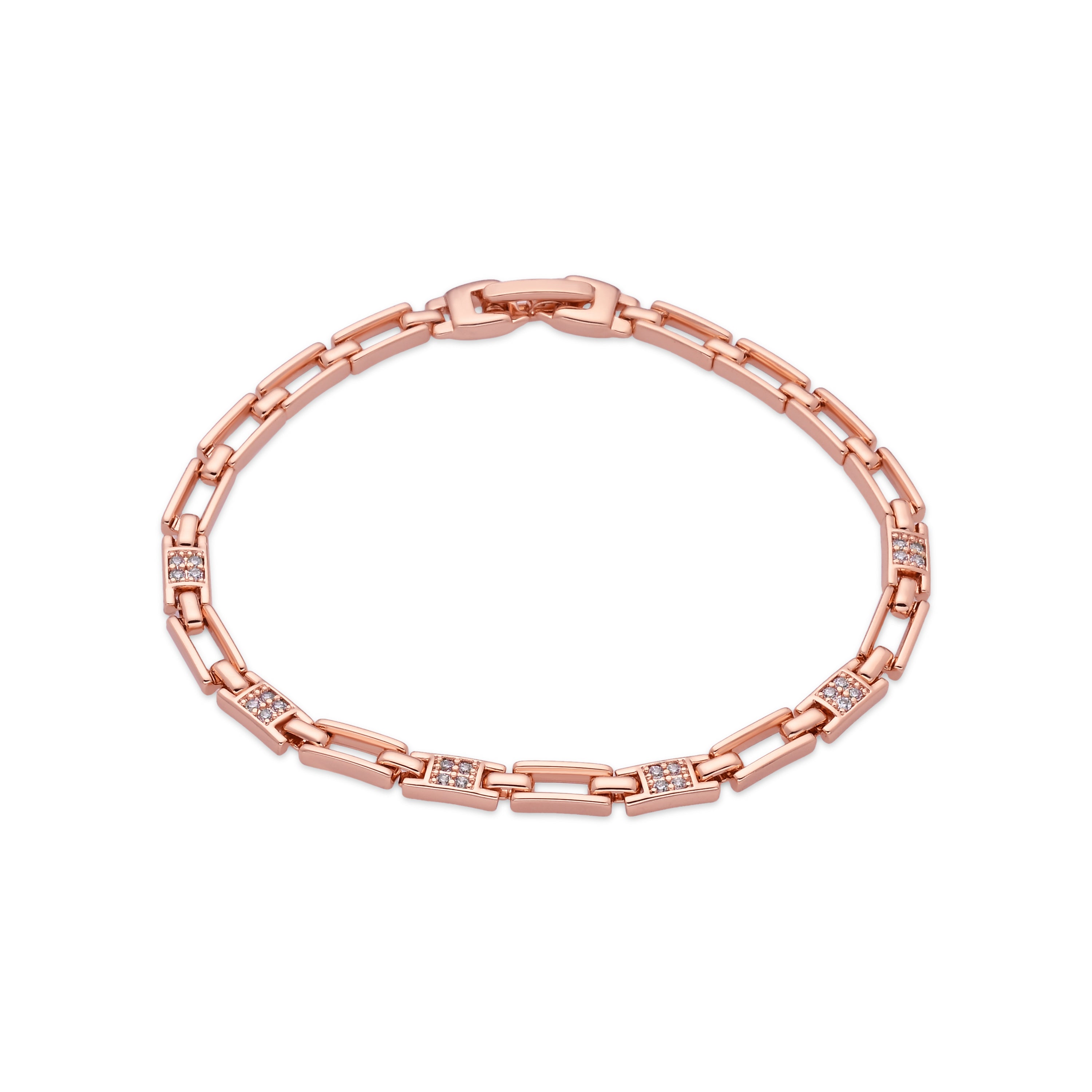 Bright Zircon Bracelet with 18k Rose Gold Finish - Mona