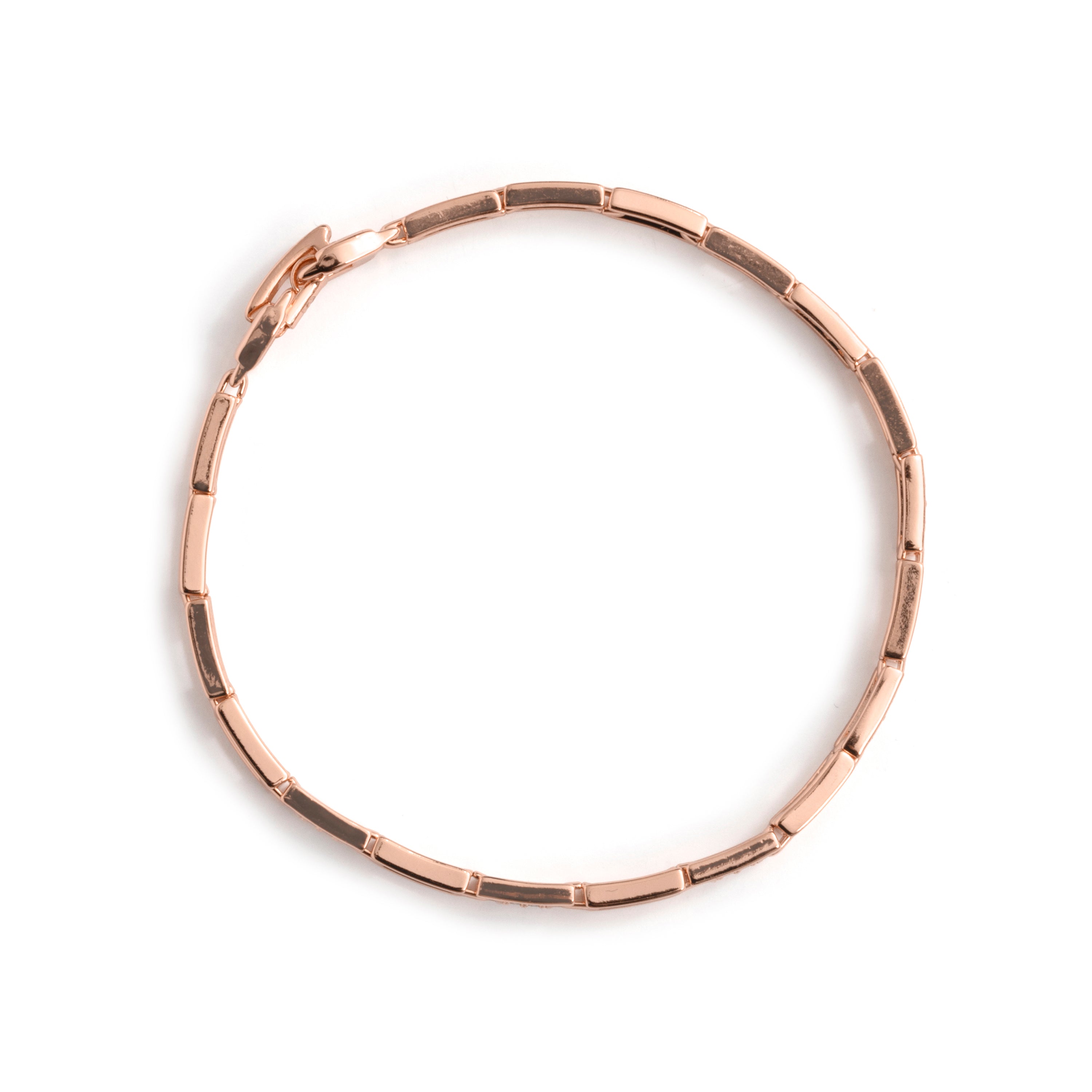 Bright Zircon Bracelet with 18k Rose Gold Finish - Mona