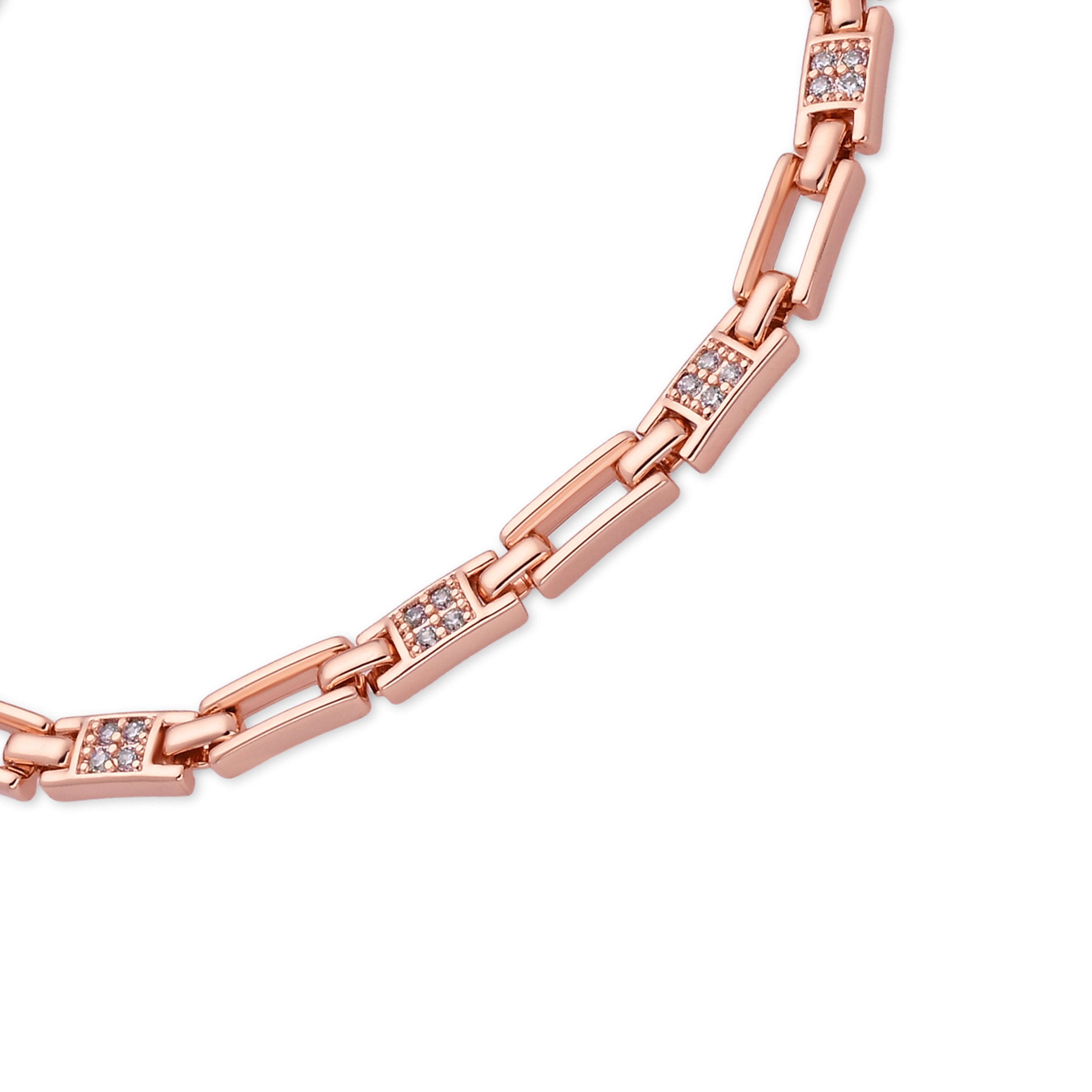 Bright Zircon Bracelet with 18k Rose Gold Finish - Mona