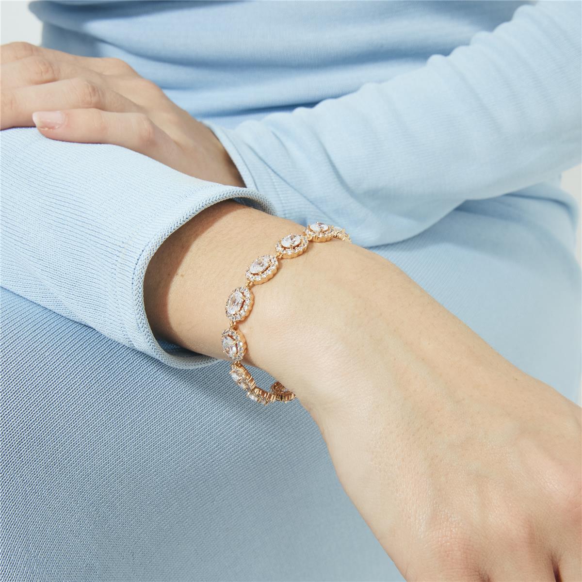 Bright Zircon Bracelet with 18k Rose Gold Finish - Zarane