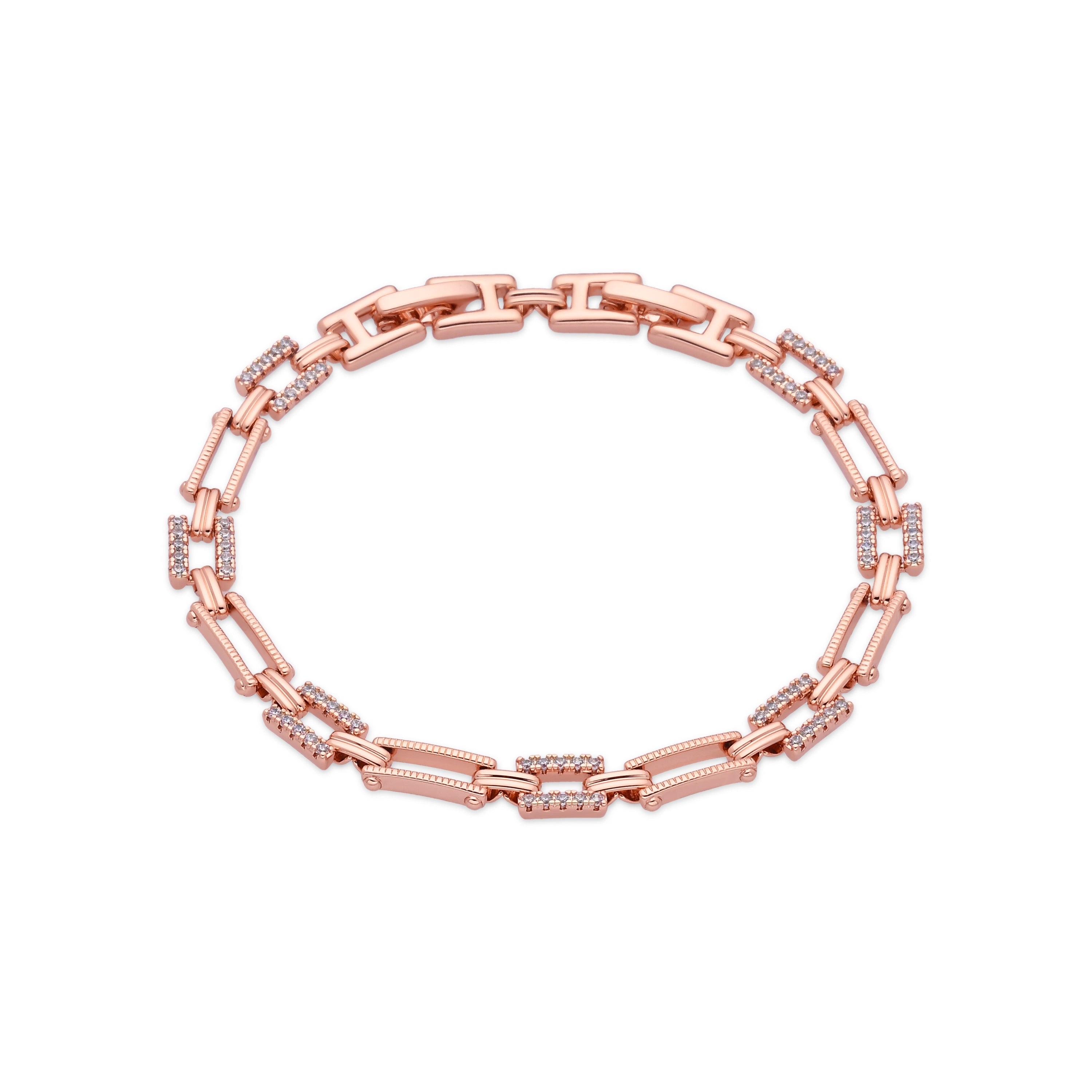 Armband mit funkelndem Zirkonia, 18 Karat rosévergoldet - Elki